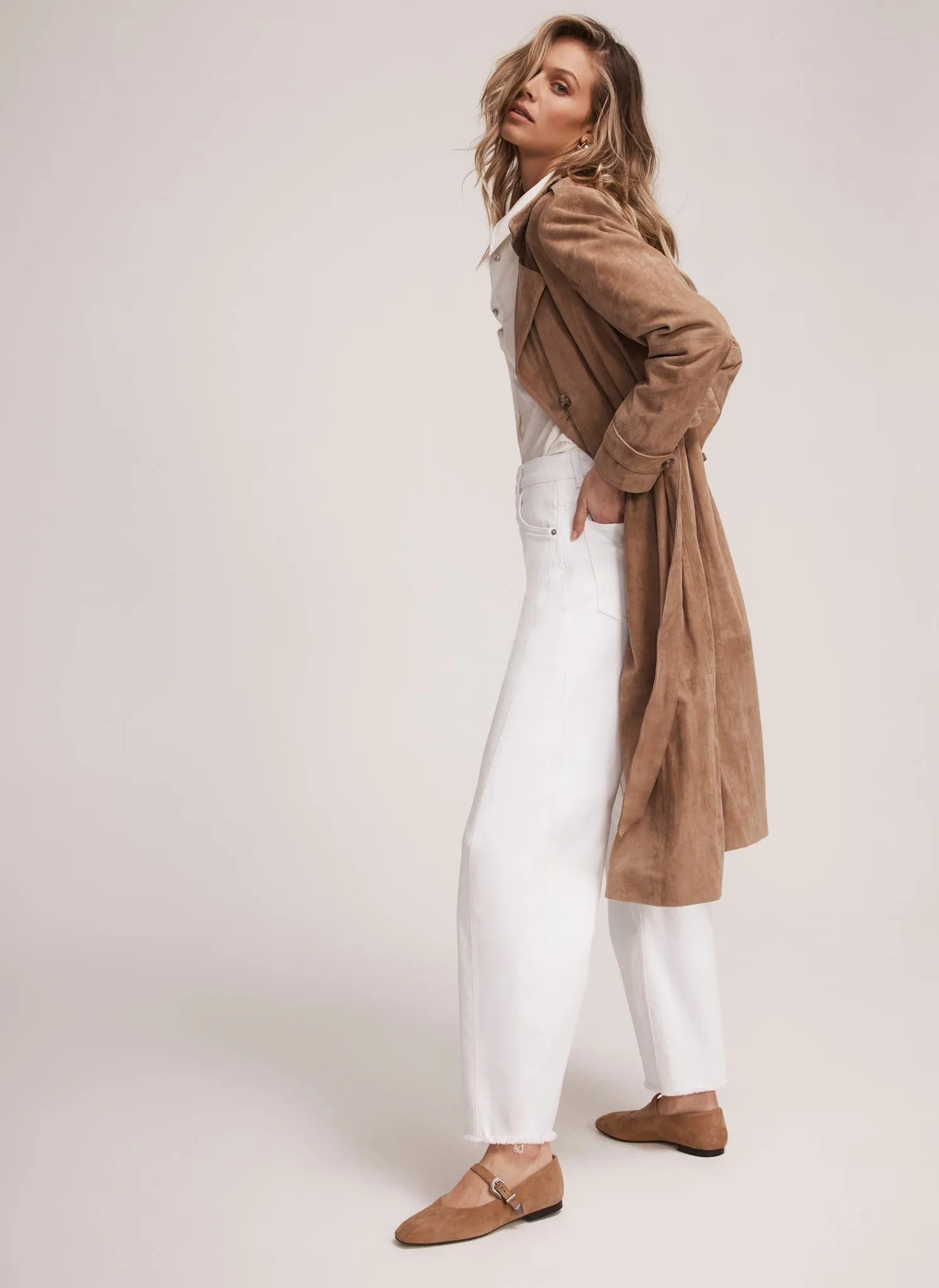Neutral Suede Trench Coat sold by Mint Velvet product image thumbnail 5