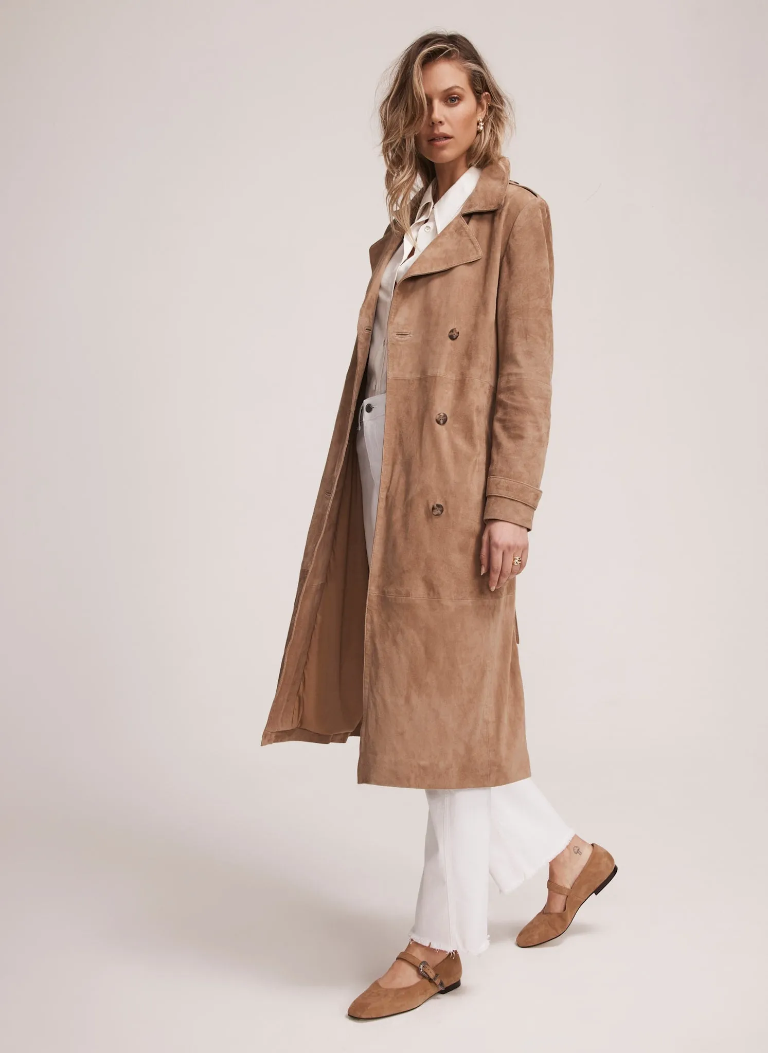 Neutral Suede Trench Coat sold by Mint Velvet product image thumbnail 2