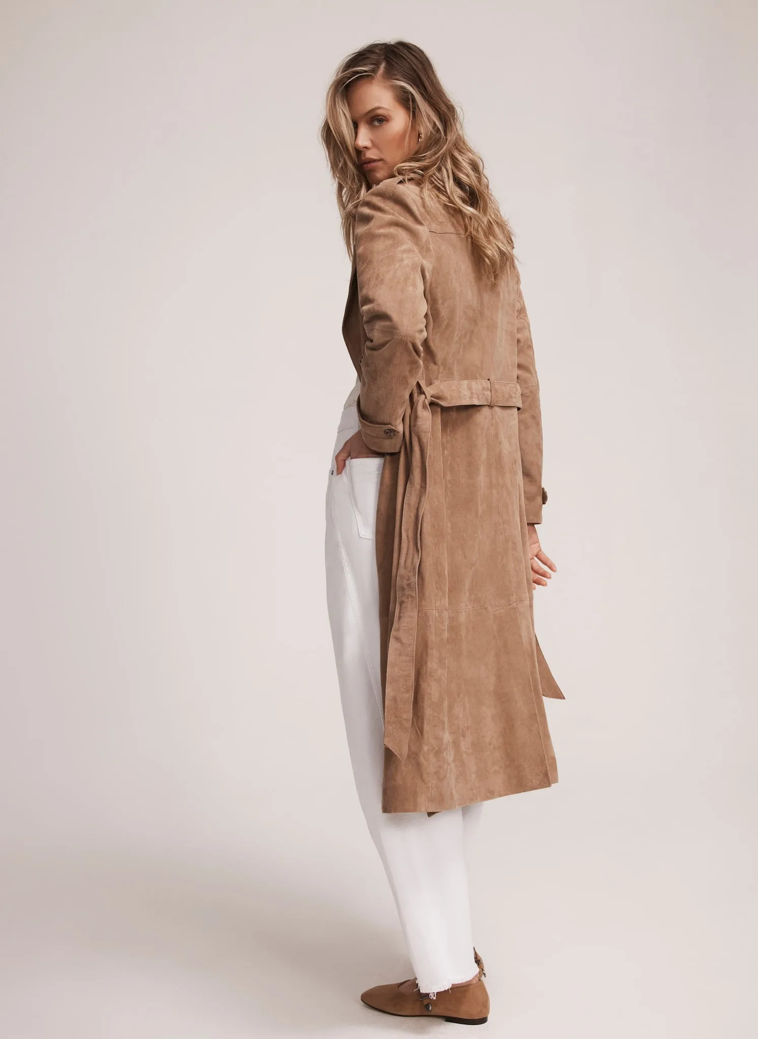 Neutral Suede Trench Coat sold by Mint Velvet product image thumbnail 4