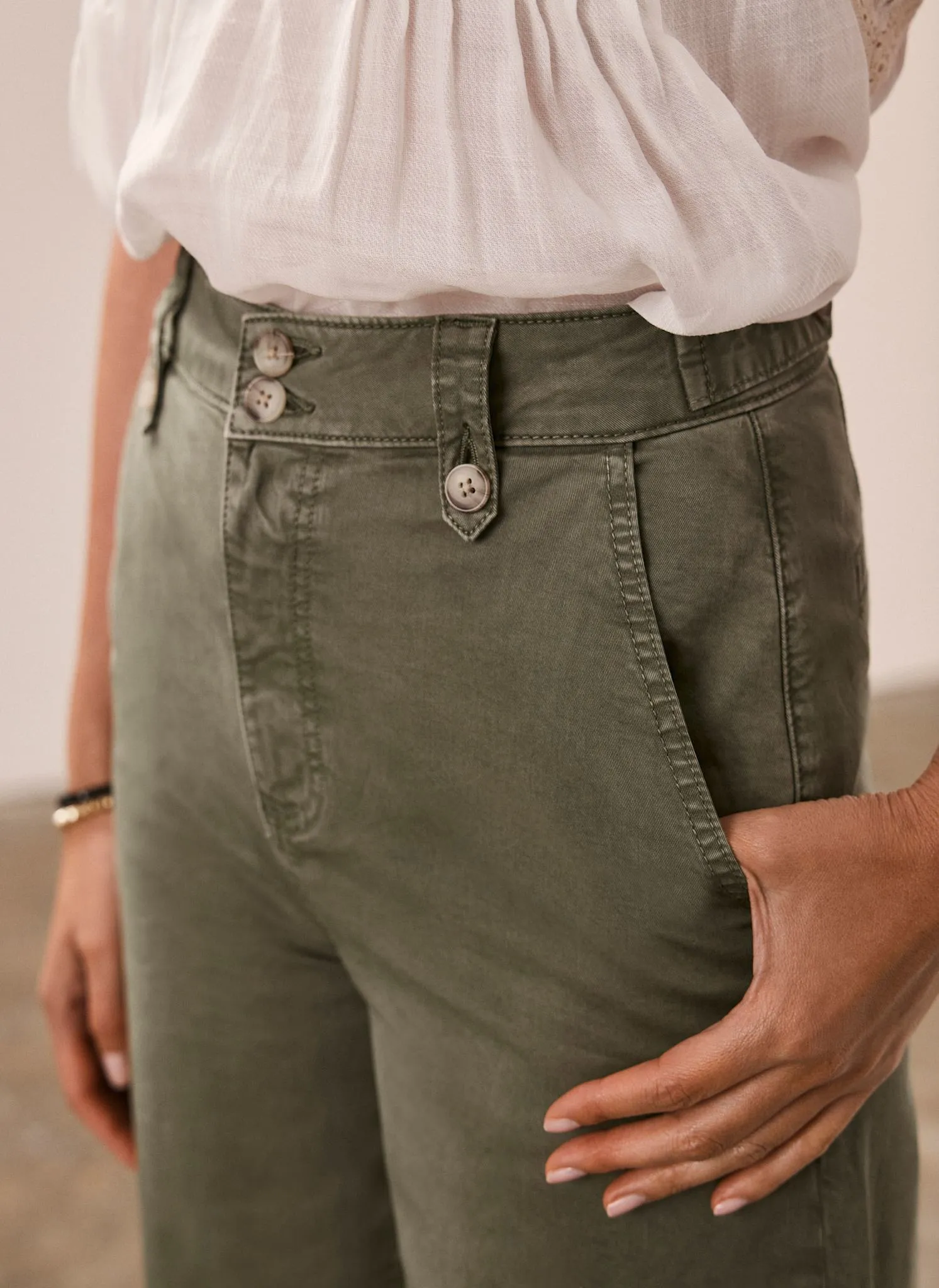Khaki Barrel Chino Trousers sold by Mint Velvet product image thumbnail 3