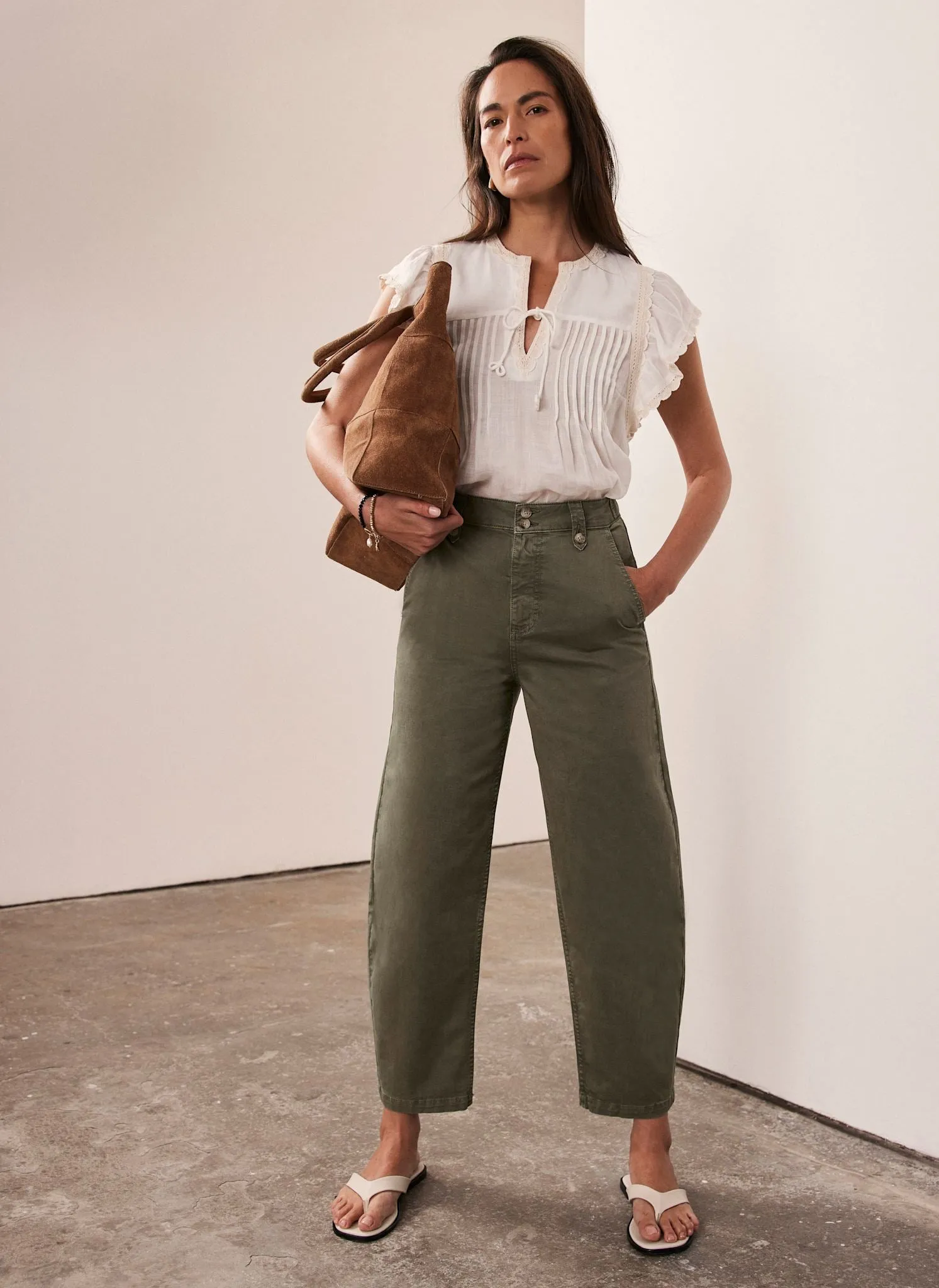 Khaki Barrel Chino Trousers sold by Mint Velvet product image thumbnail 5