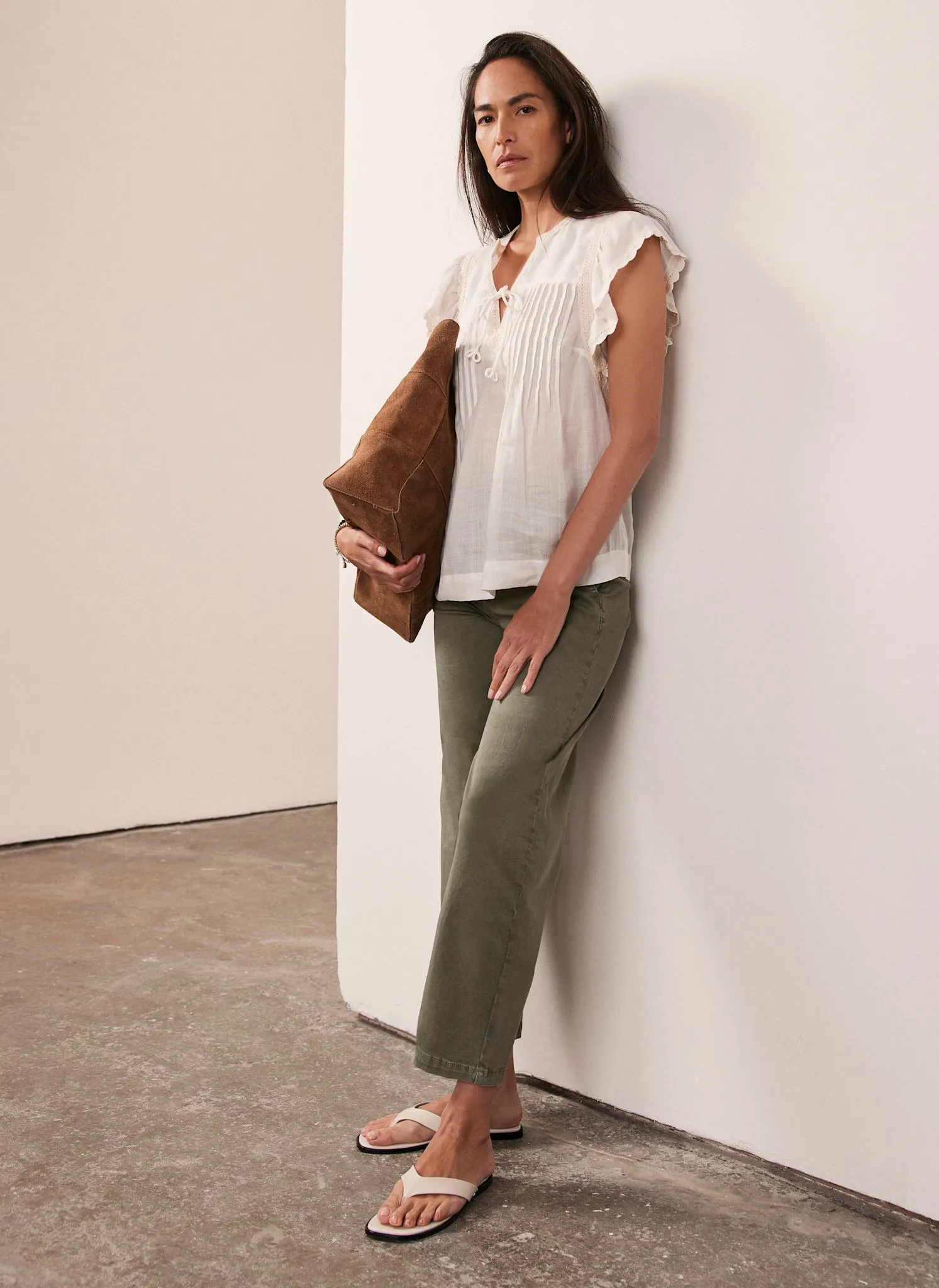 Khaki Barrel Chino Trousers sold by Mint Velvet product image thumbnail 4
