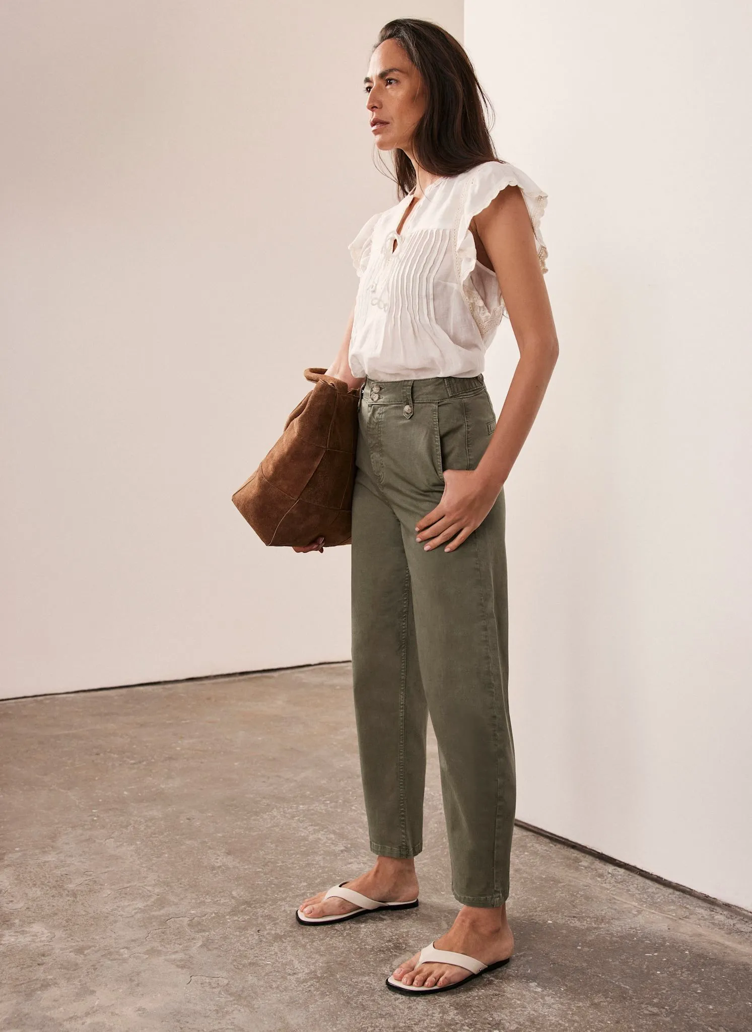 Khaki Barrel Chino Trousers sold by Mint Velvet product image thumbnail 2