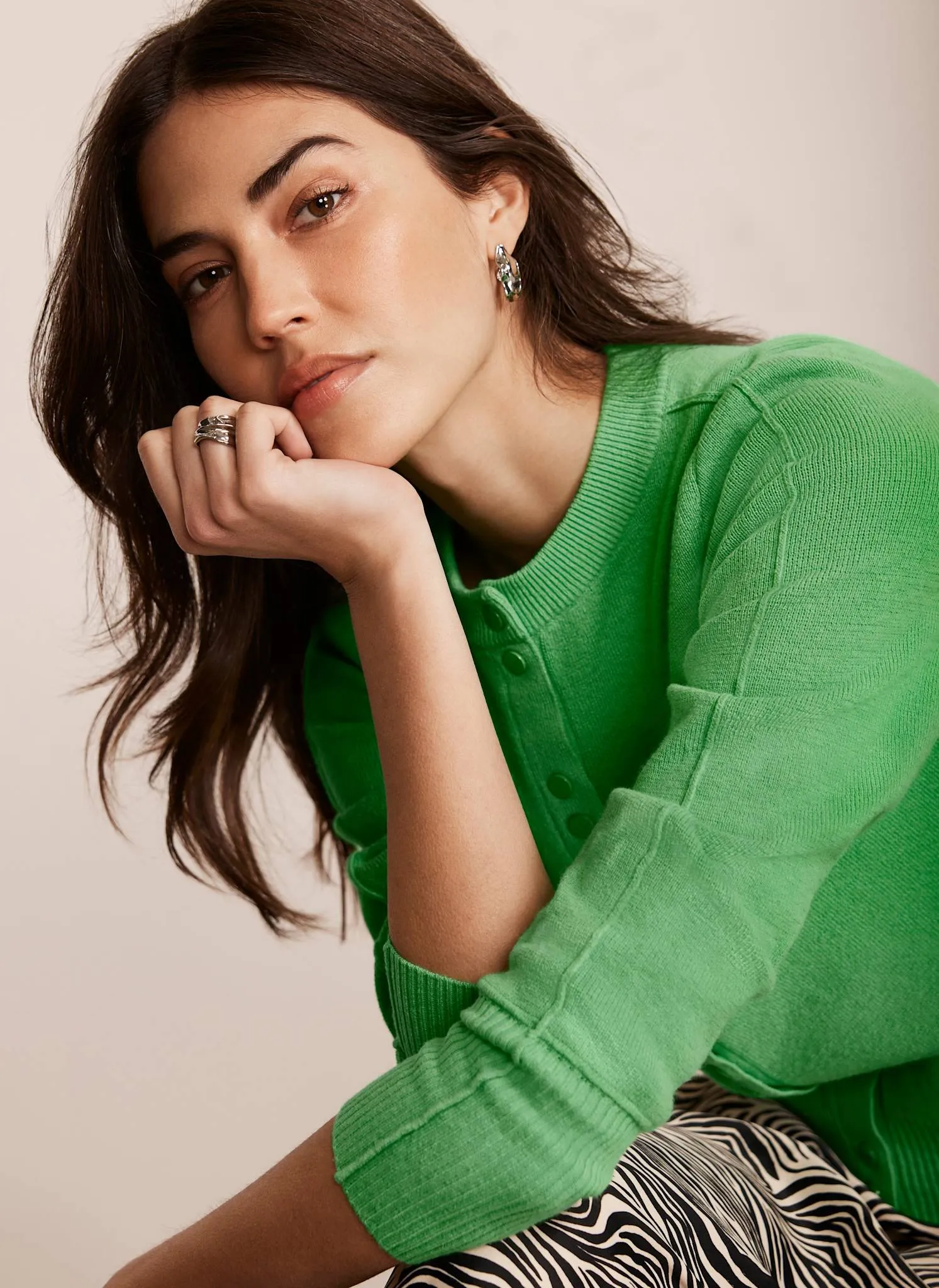 Green Cotton Blend Cardigan sold by Mint Velvet product image thumbnail 3