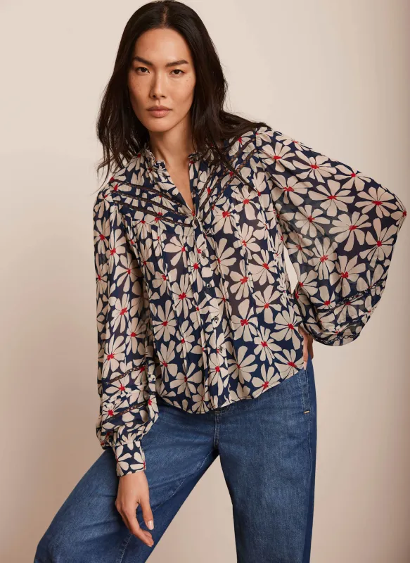 Navy Floral Print Blouse sold by Mint Velvet