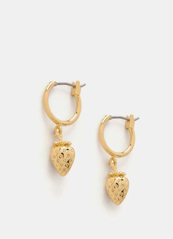 Gold Plated Strawberry Hoop Earrings sold by Mint Velvet