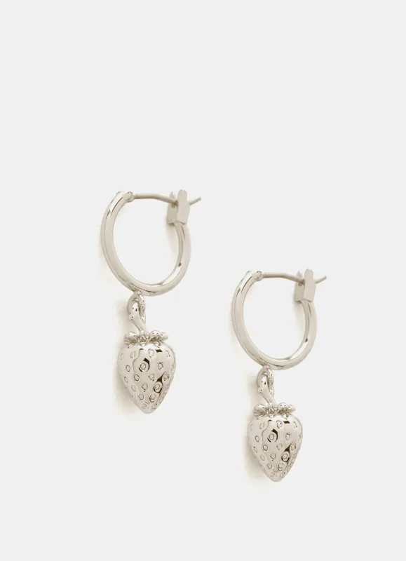 Silver Plated Strawberry Hoop Earrings sold by Mint Velvet