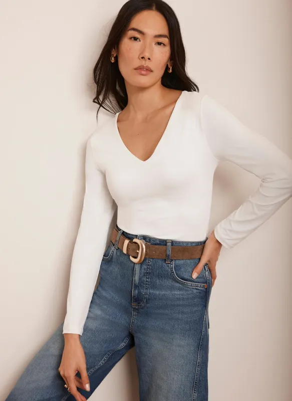 White Layering V-Neck Top sold by Mint Velvet
