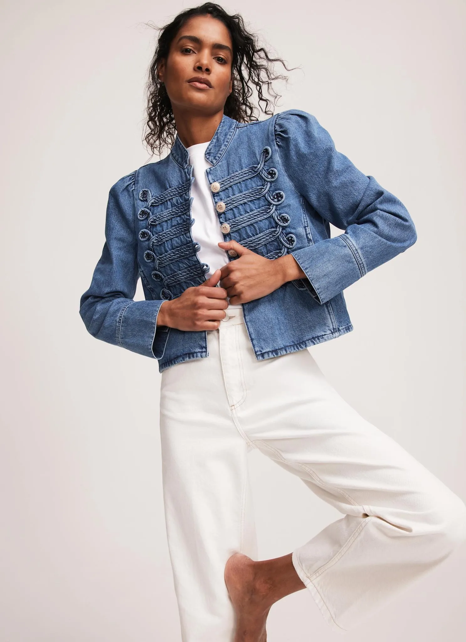 Indigo Wash Denim Military Jacket sold by Mint Velvet product image thumbnail 2