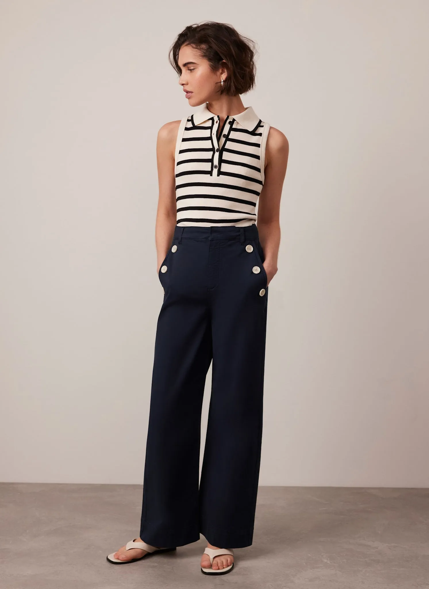 Navy Button Detail Trousers sold by Mint Velvet product image thumbnail 2