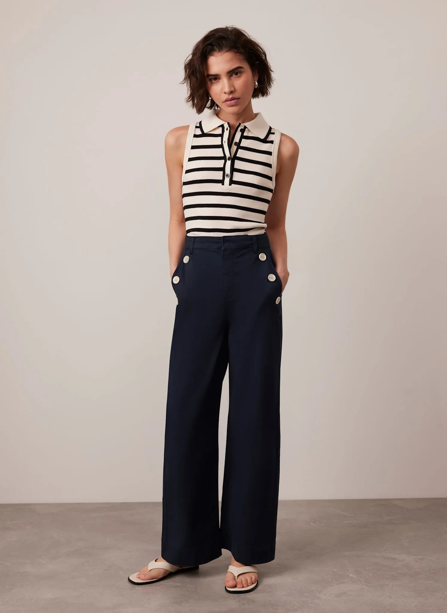Navy Button Detail Trousers sold by Mint Velvet product image thumbnail 4