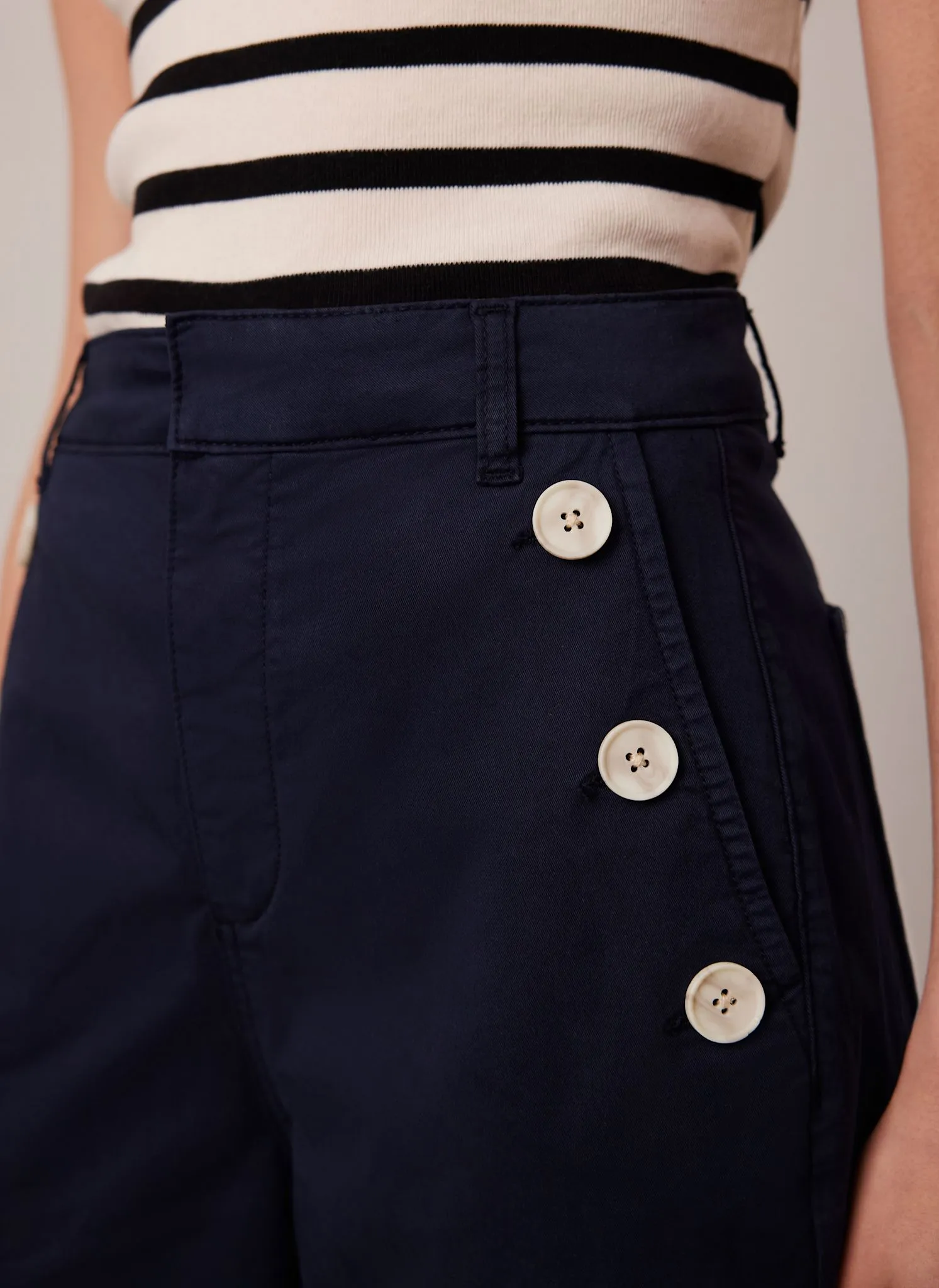 Navy Button Detail Trousers sold by Mint Velvet product image thumbnail 3