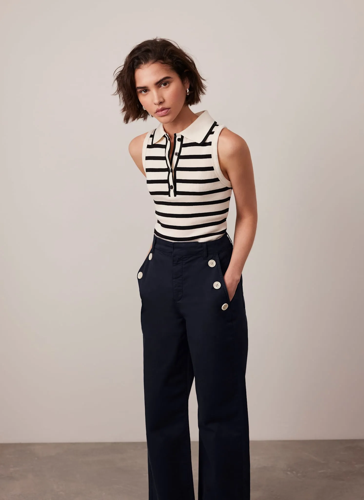 Navy Button Detail Trousers sold by Mint Velvet product image thumbnail 5