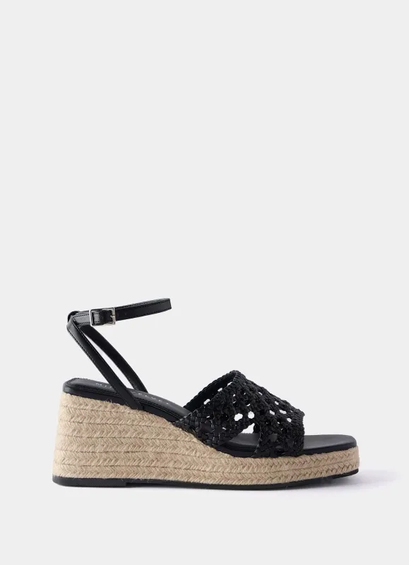 Lola Black Woven Espadrille Wedge Heels sold by Mint Velvet