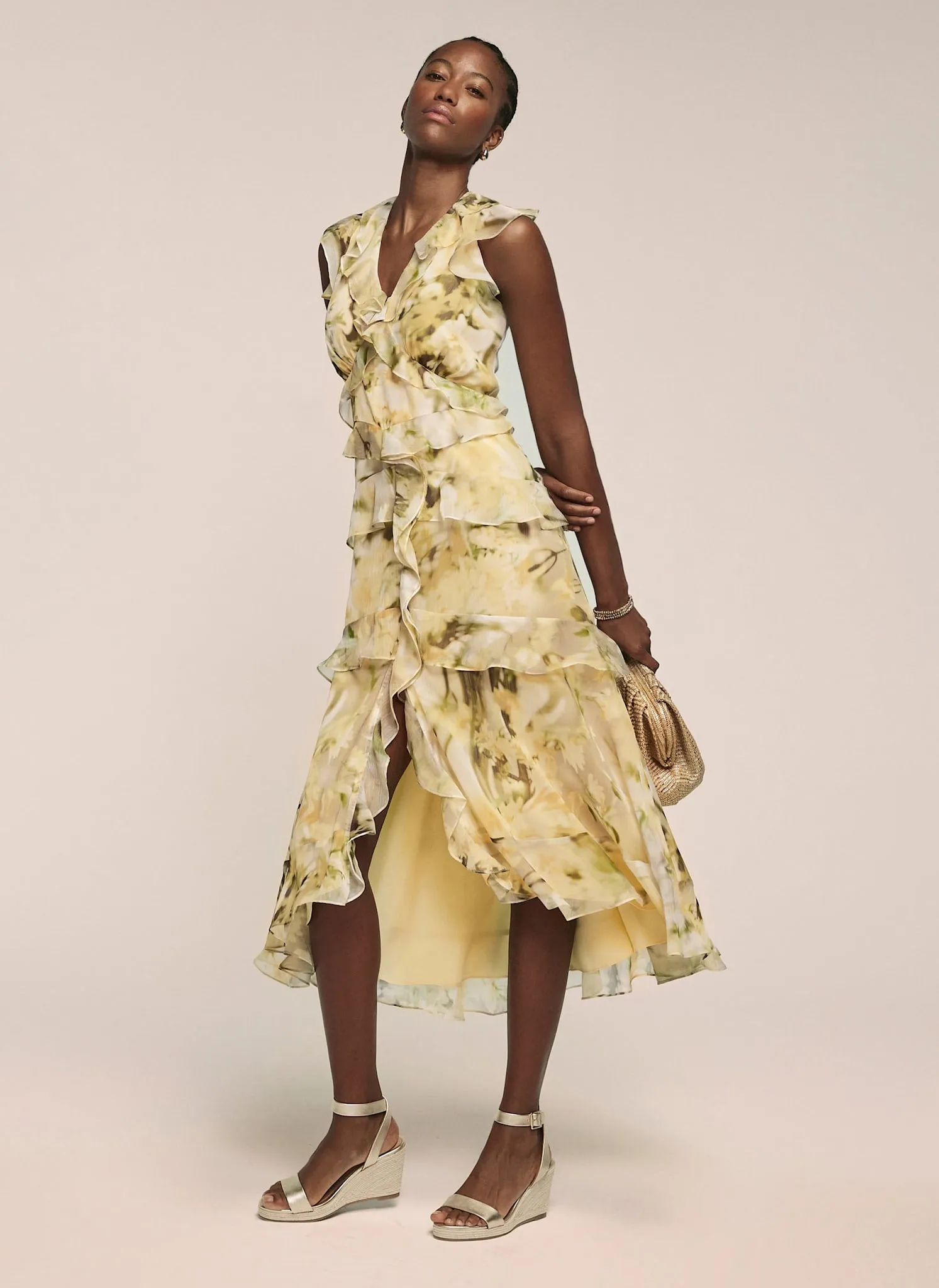 Yellow Floral Print Midi Dress sold by Mint Velvet product image thumbnail 3