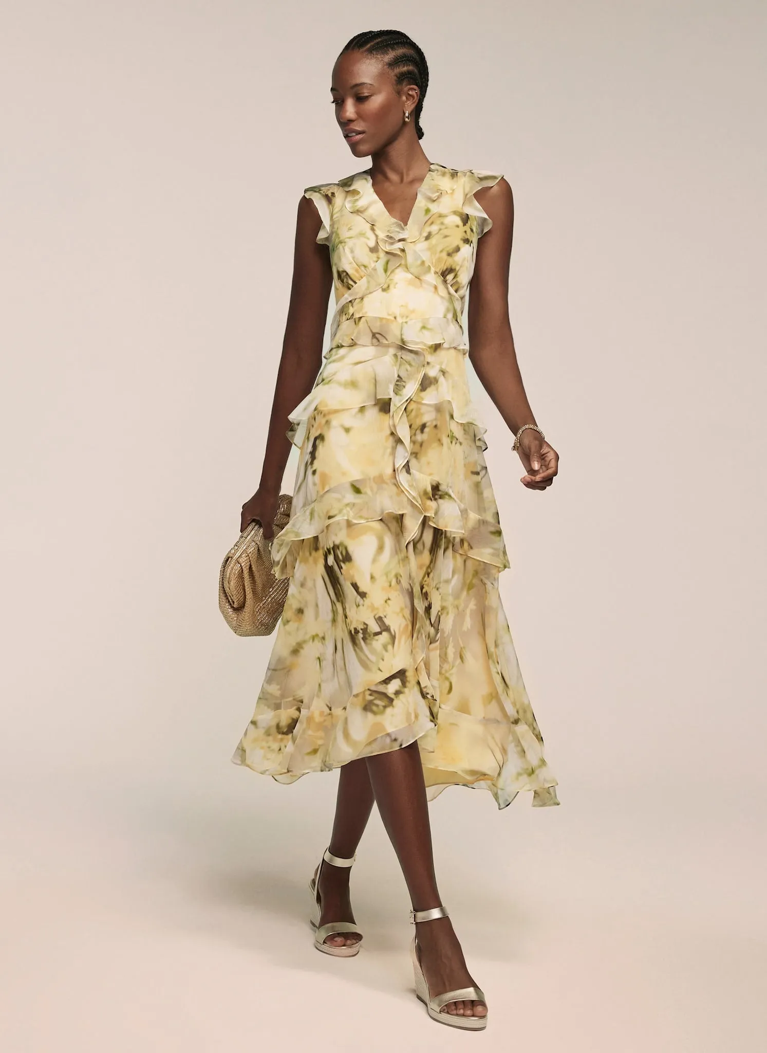 Yellow Floral Print Midi Dress sold by Mint Velvet product image thumbnail 4
