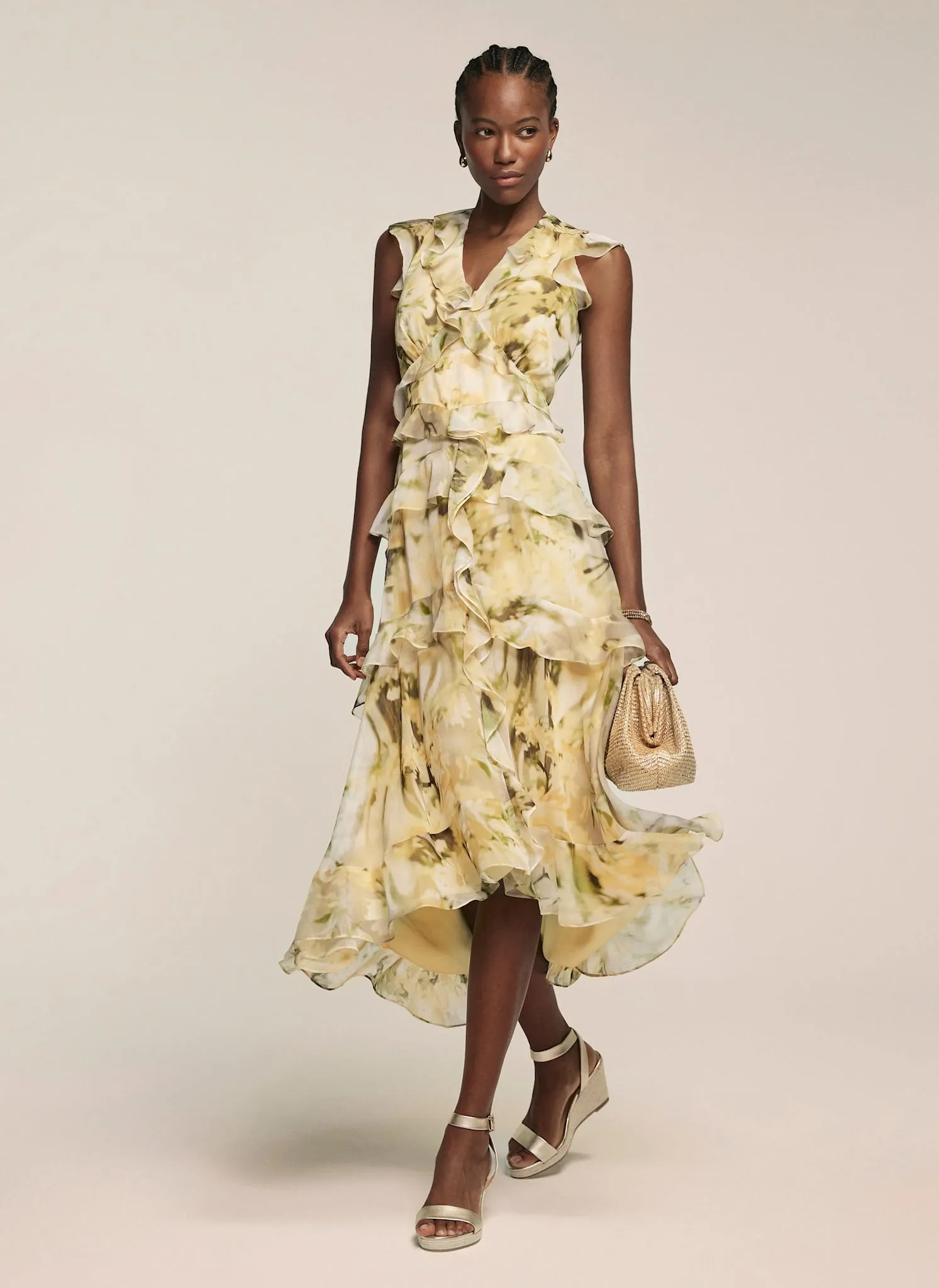 Yellow Floral Print Midi Dress sold by Mint Velvet