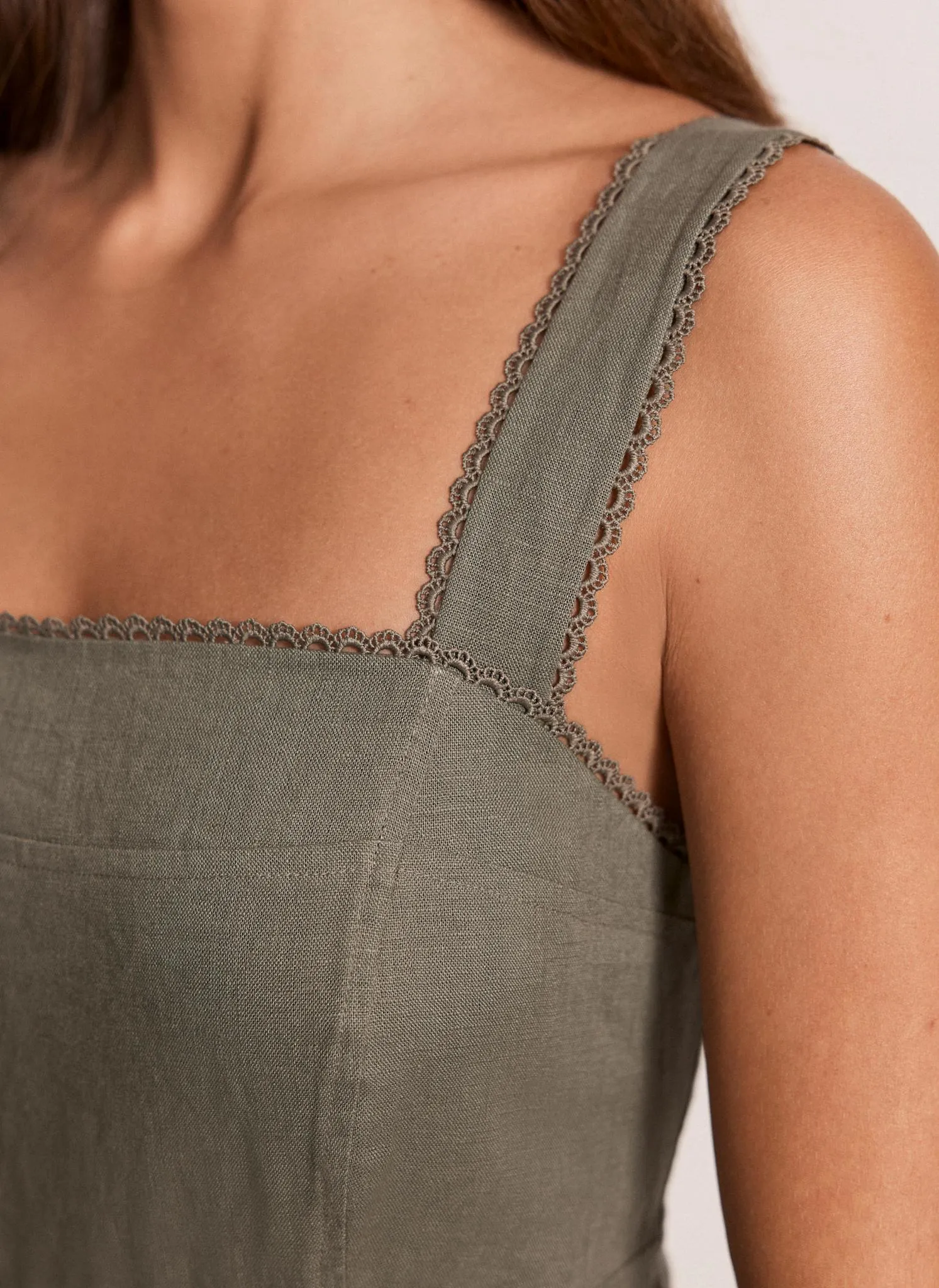 Khaki Linen Midi Dress sold by Mint Velvet product image thumbnail 4