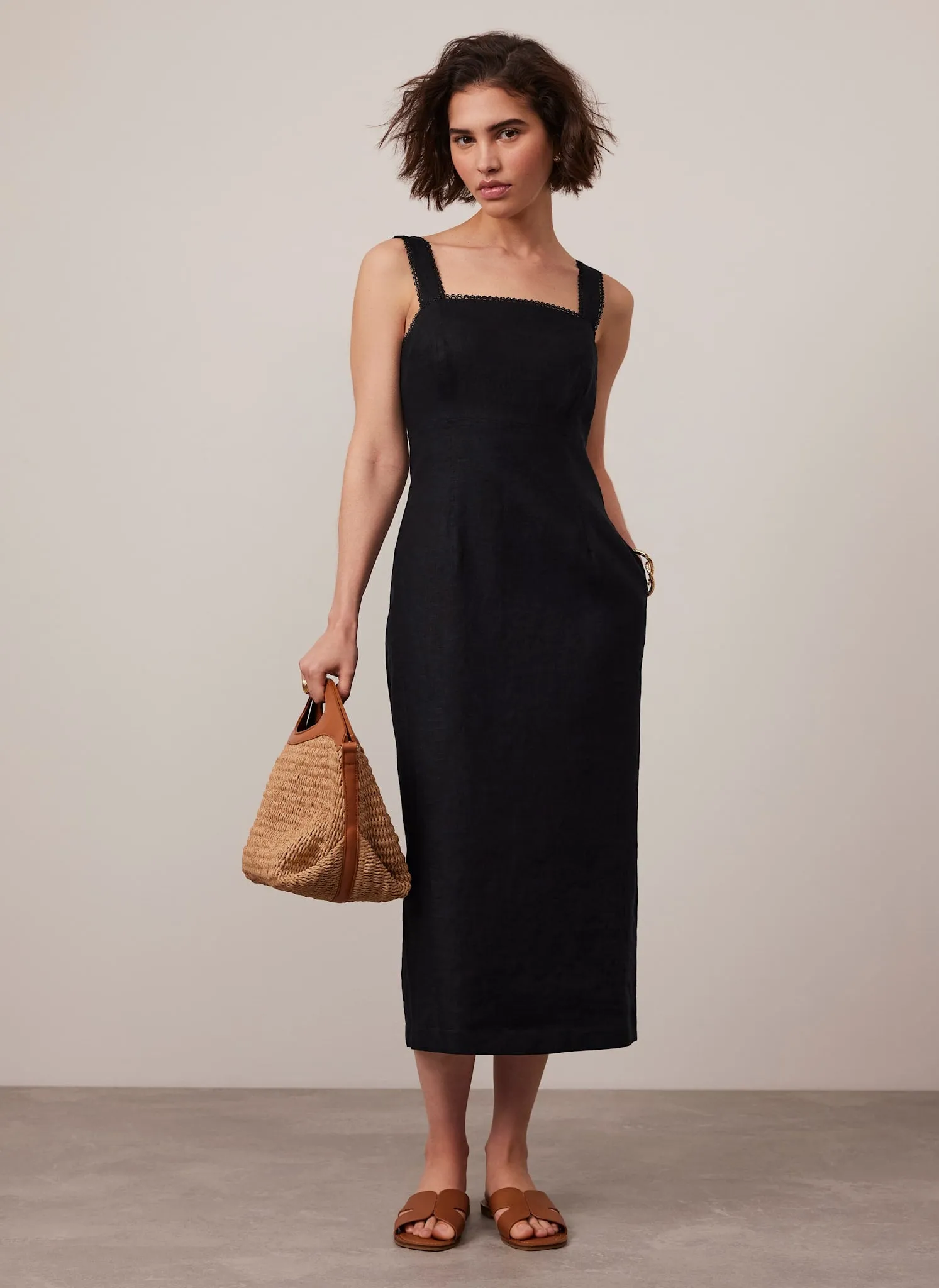 Black Linen Midi Dress sold by Mint Velvet product image thumbnail 3