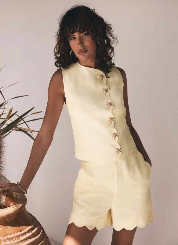 Yellow Linen Starfish Top sold by Mint Velvet