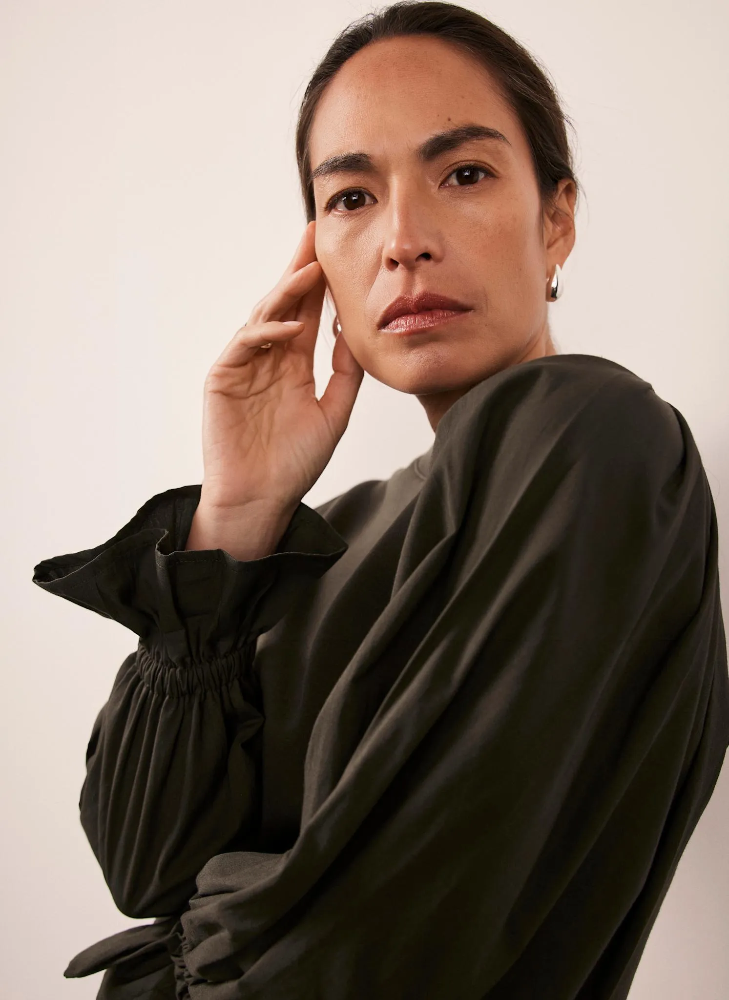Khaki Fluted Sleeve Sweatshirt sold by Mint Velvet product image thumbnail 5