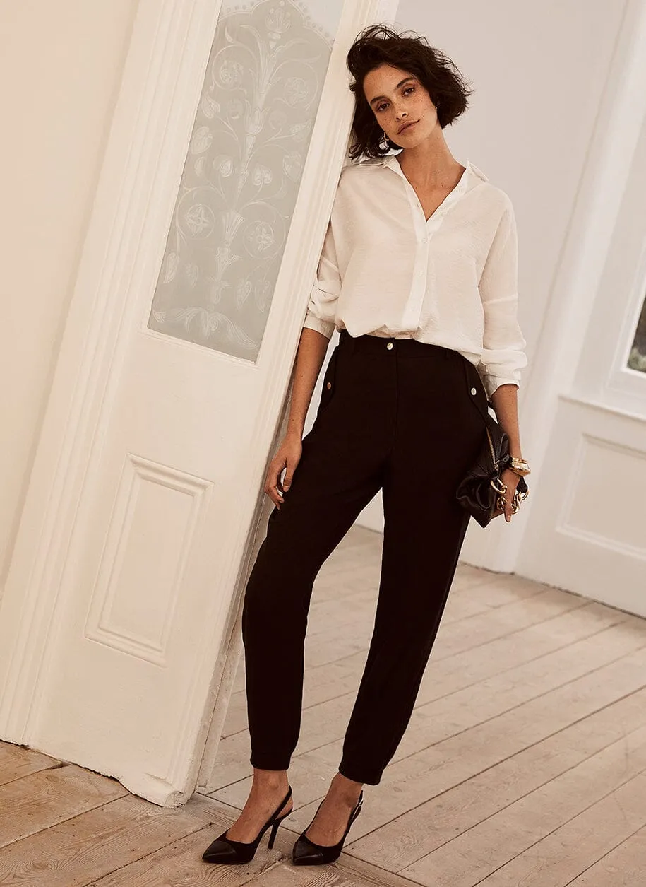 Black Belted Popper Joggers sold by Mint Velvet