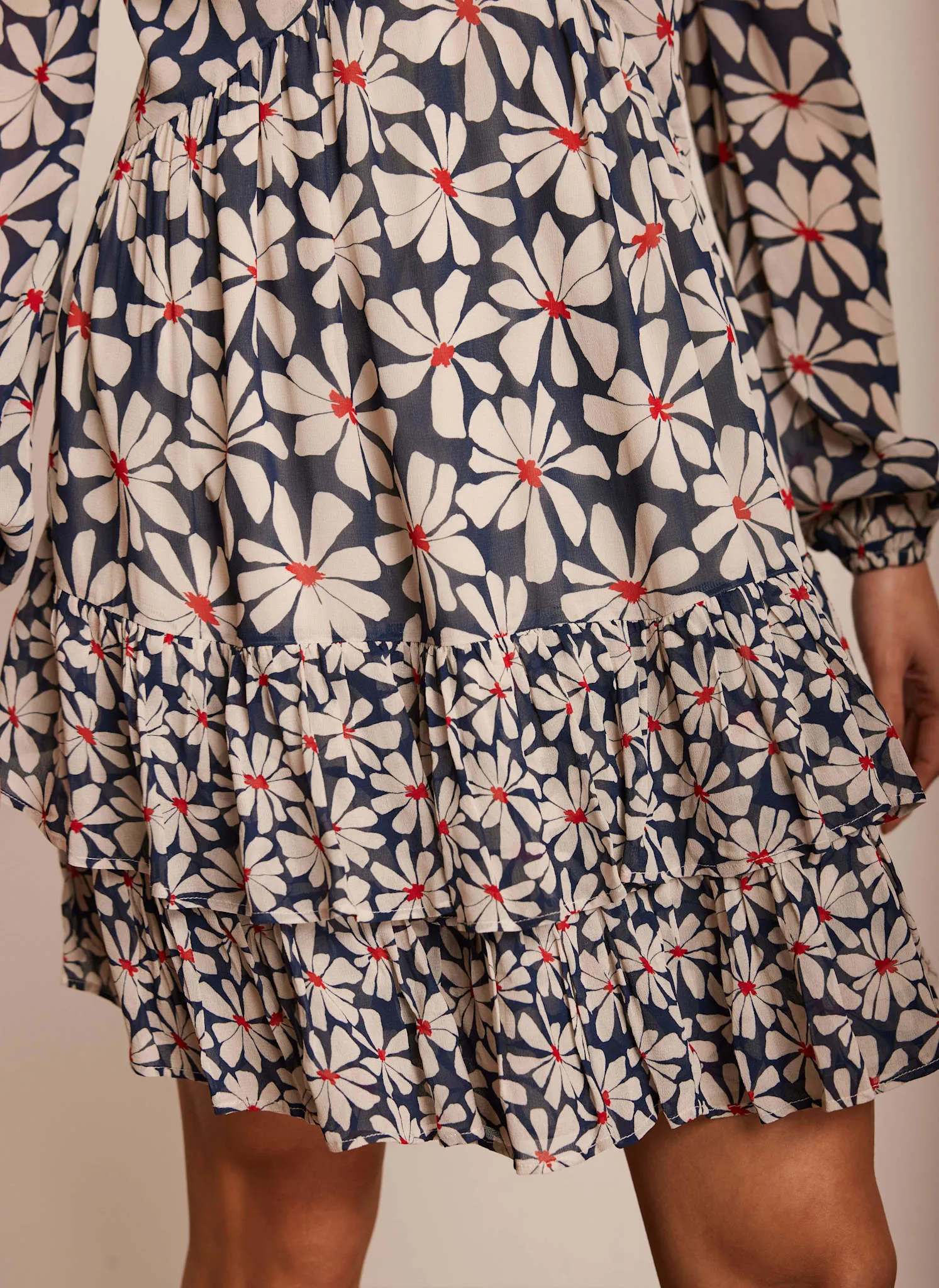 Navy Floral Print Mini Dress sold by Mint Velvet product image thumbnail 4