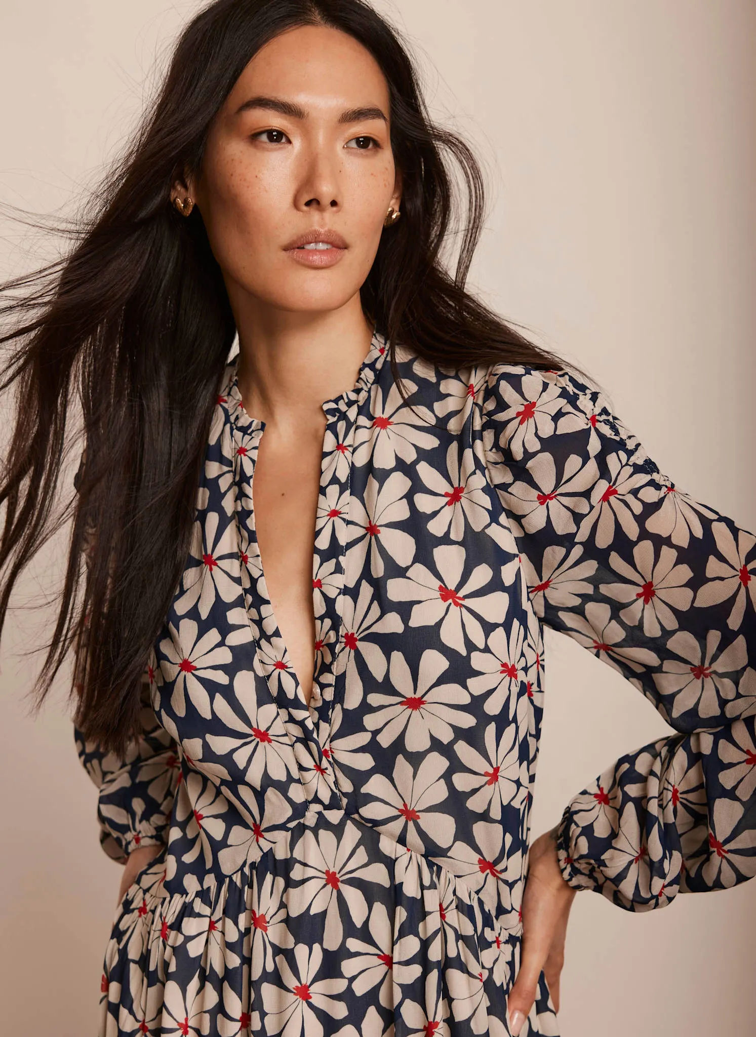 Navy Floral Print Mini Dress sold by Mint Velvet product image thumbnail 5