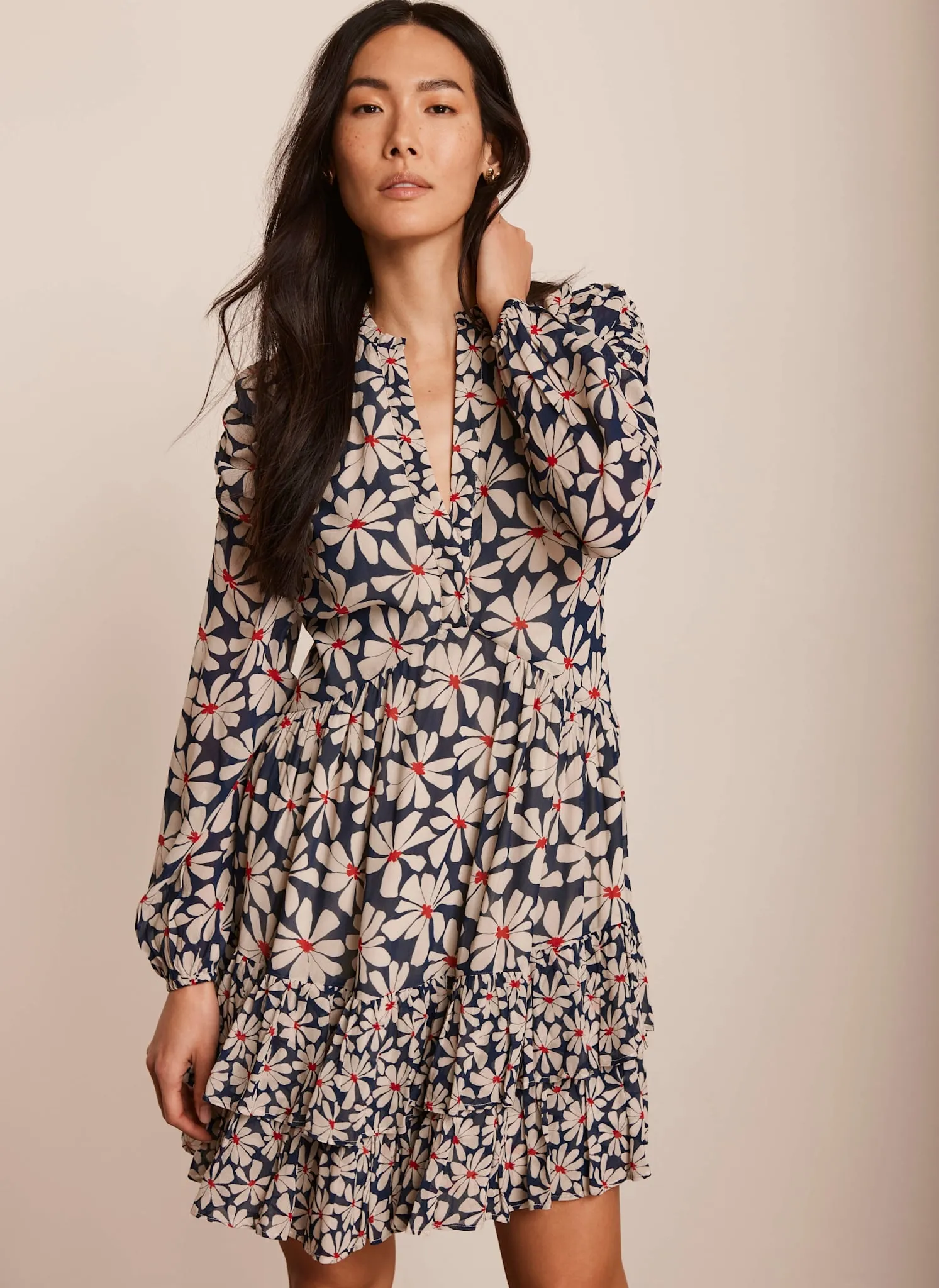 Navy Floral Print Mini Dress sold by Mint Velvet product image thumbnail 2