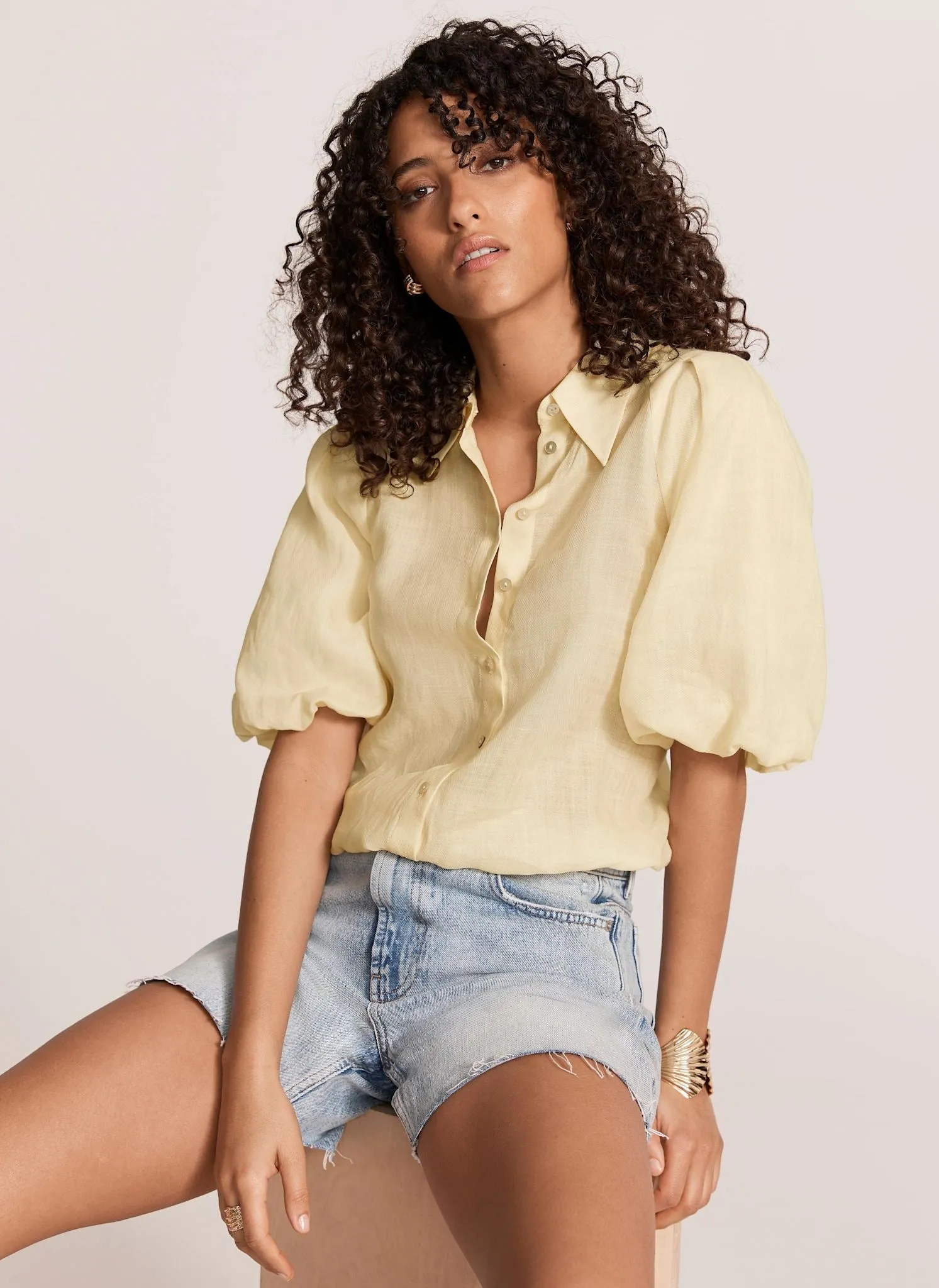 Yellow Puff Sleeve Shirt sold by Mint Velvet product image thumbnail 2