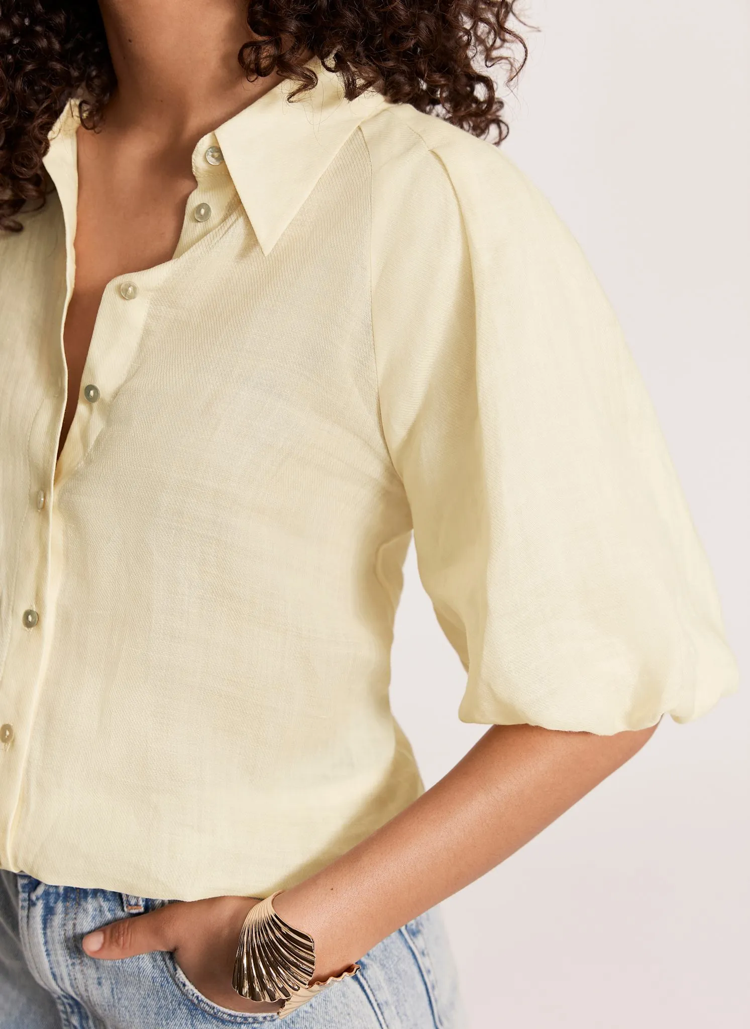 Yellow Puff Sleeve Shirt sold by Mint Velvet product image thumbnail 3