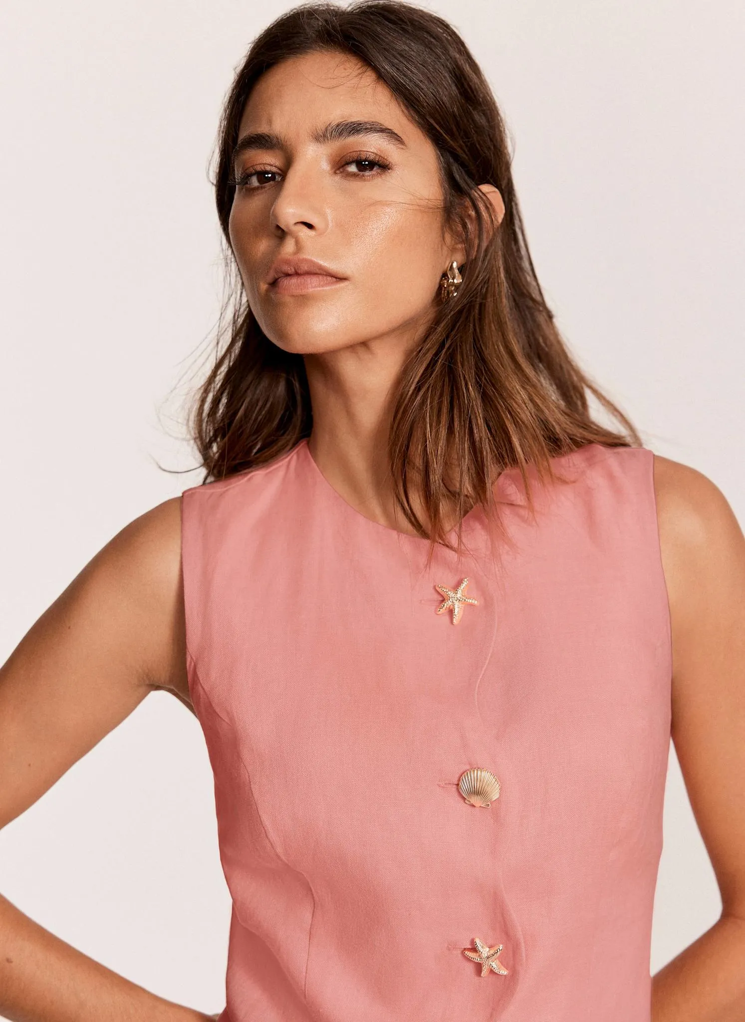 Pink Linen Starfish Mini Dress sold by Mint Velvet product image thumbnail 4