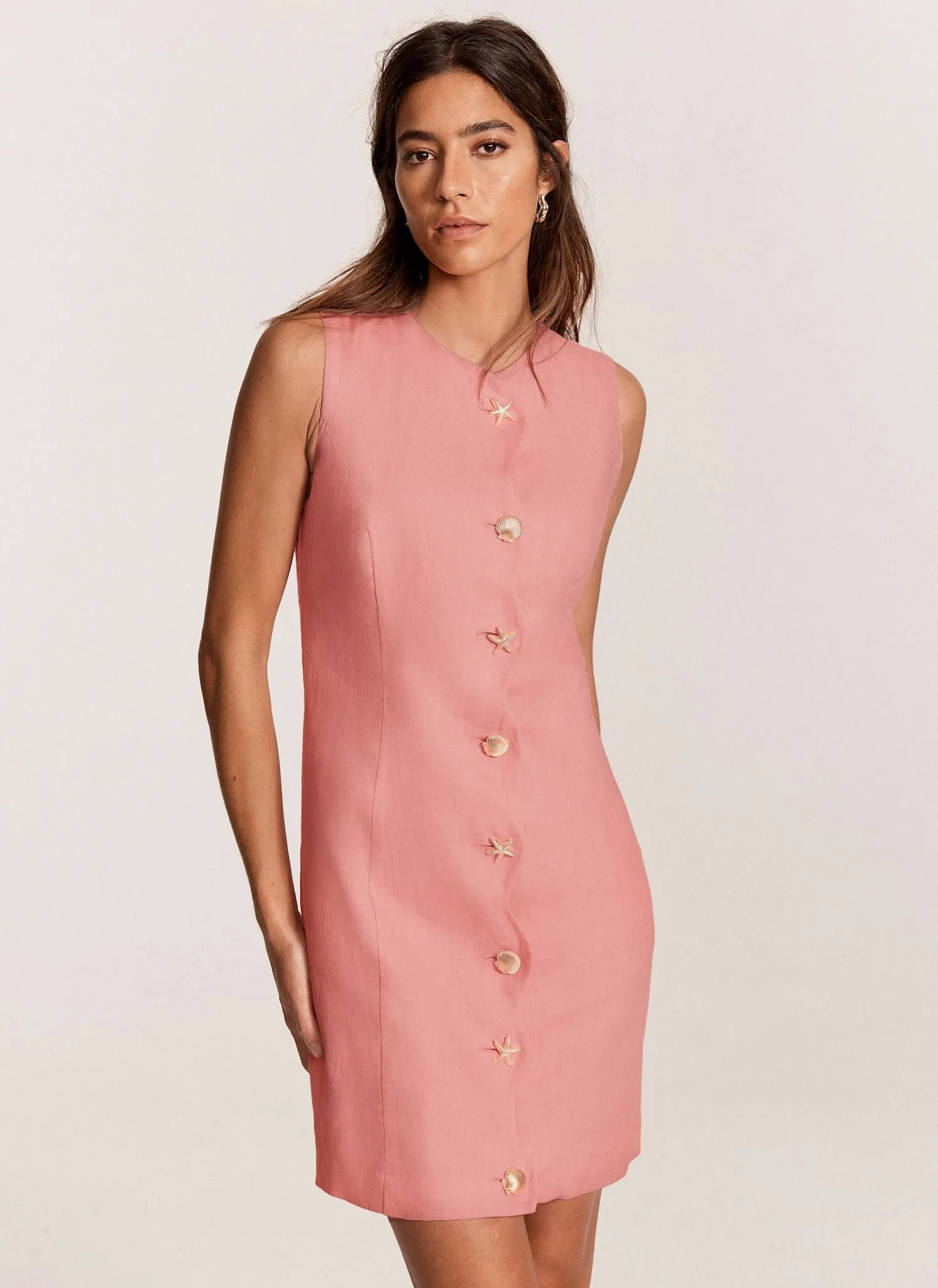 Pink Linen Starfish Mini Dress sold by Mint Velvet product image thumbnail 5