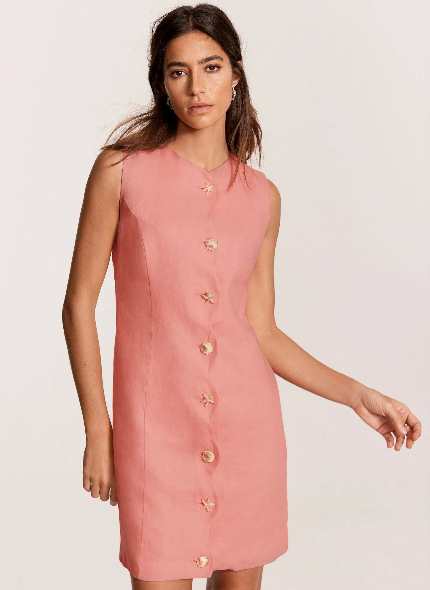 Pink Linen Starfish Mini Dress sold by Mint Velvet product image thumbnail 2