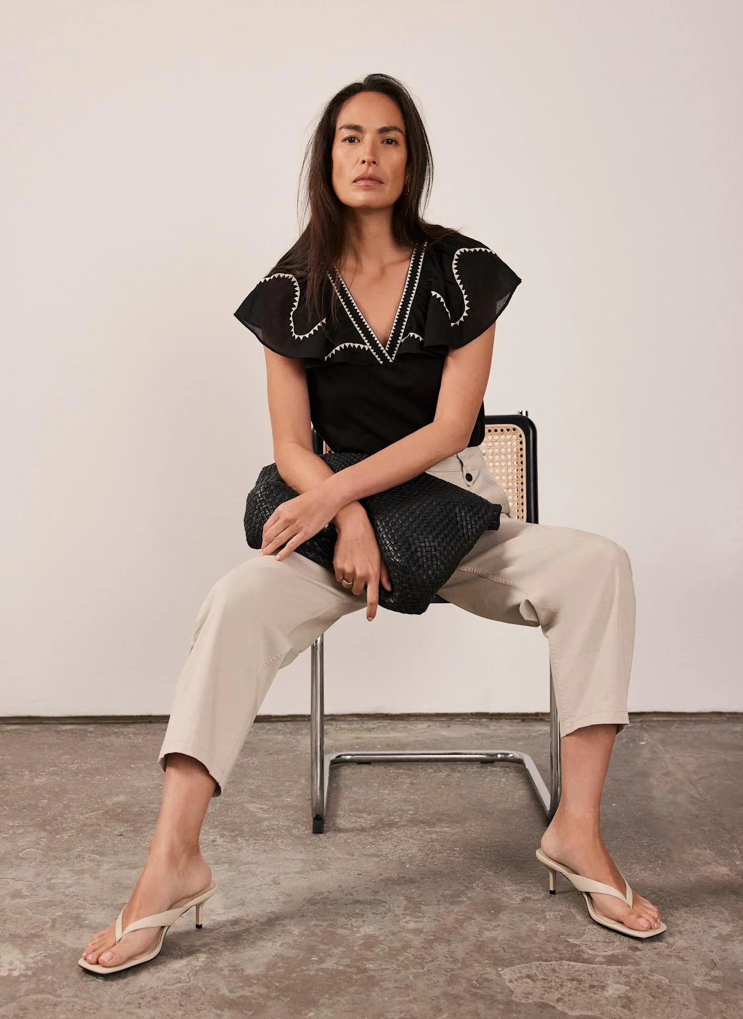 Black Contrast Embroidered Top sold by Mint Velvet product image thumbnail 2