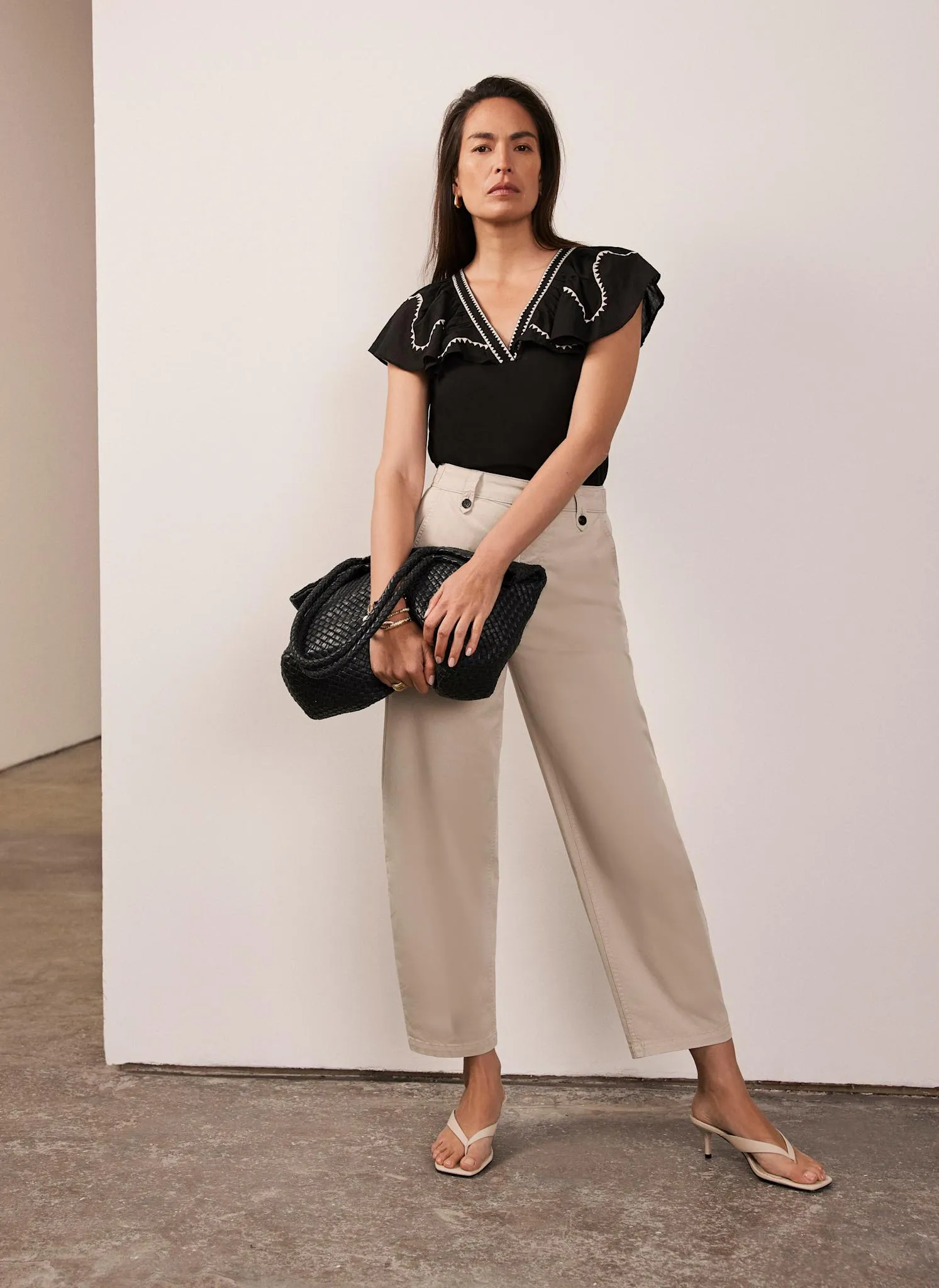 Black Contrast Embroidered Top sold by Mint Velvet product image thumbnail 5