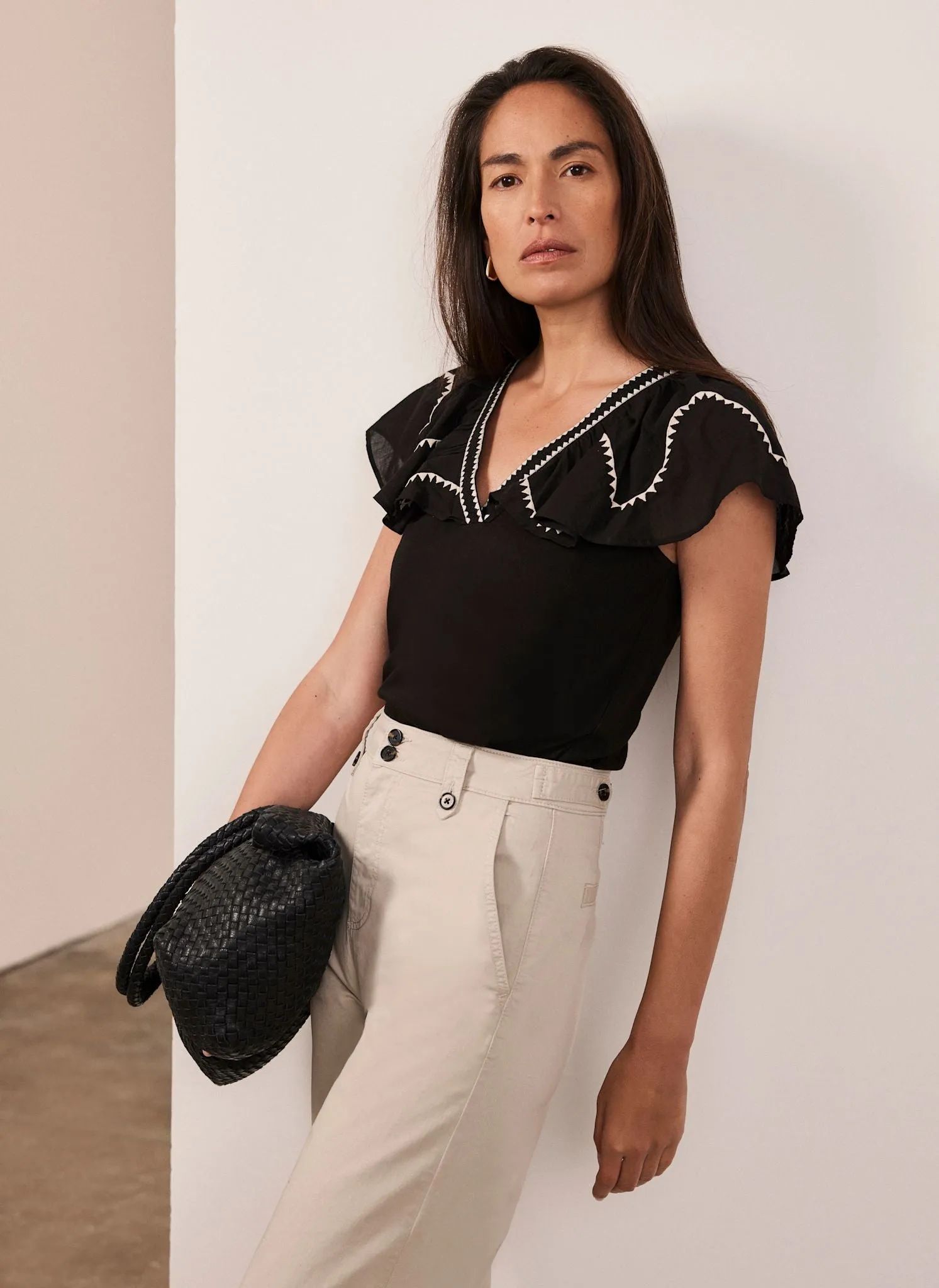 Black Contrast Embroidered Top sold by Mint Velvet product image thumbnail 3