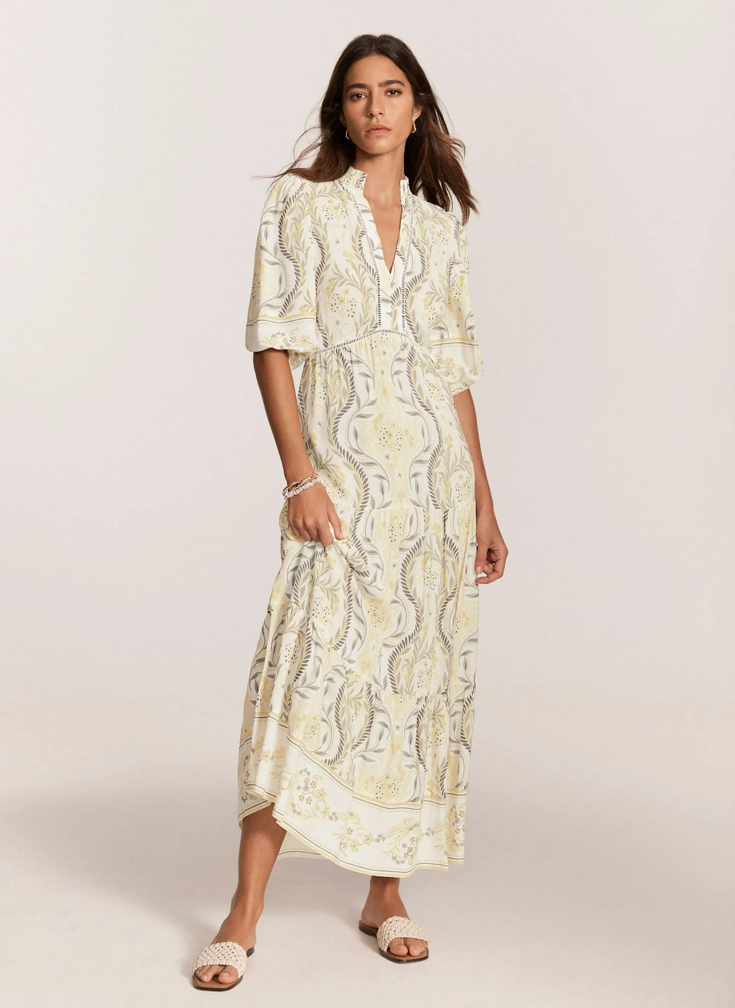 Yellow Floral Print Maxi Dress sold by Mint Velvet