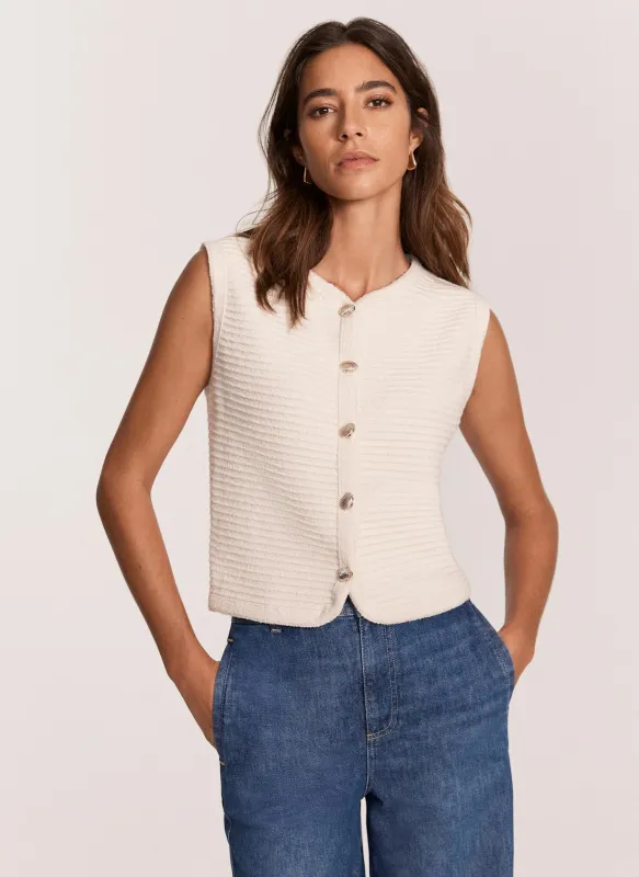 Cream Shell Button Waistcoat sold by Mint Velvet