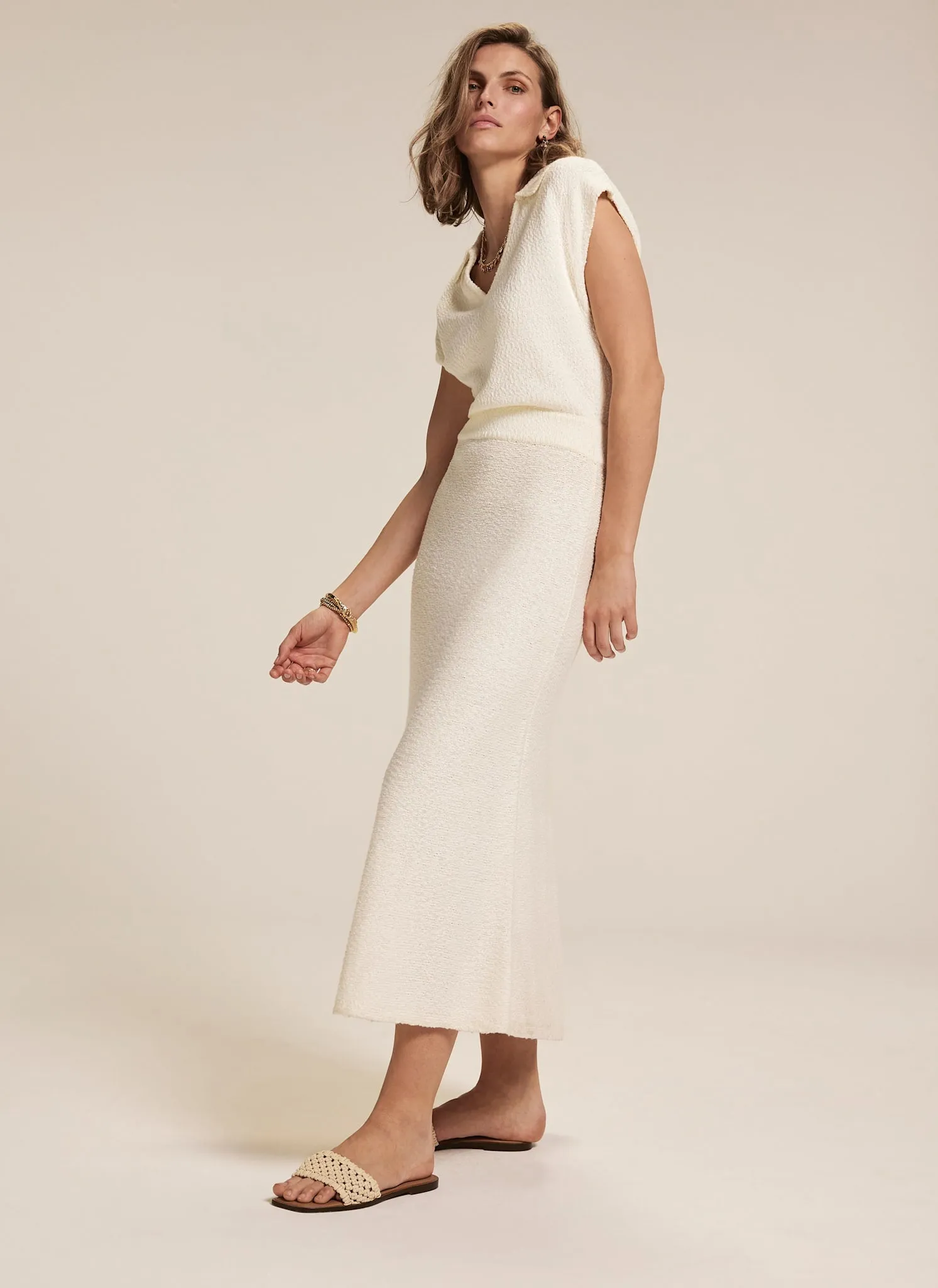 White Textured Midi Dress sold by Mint Velvet
