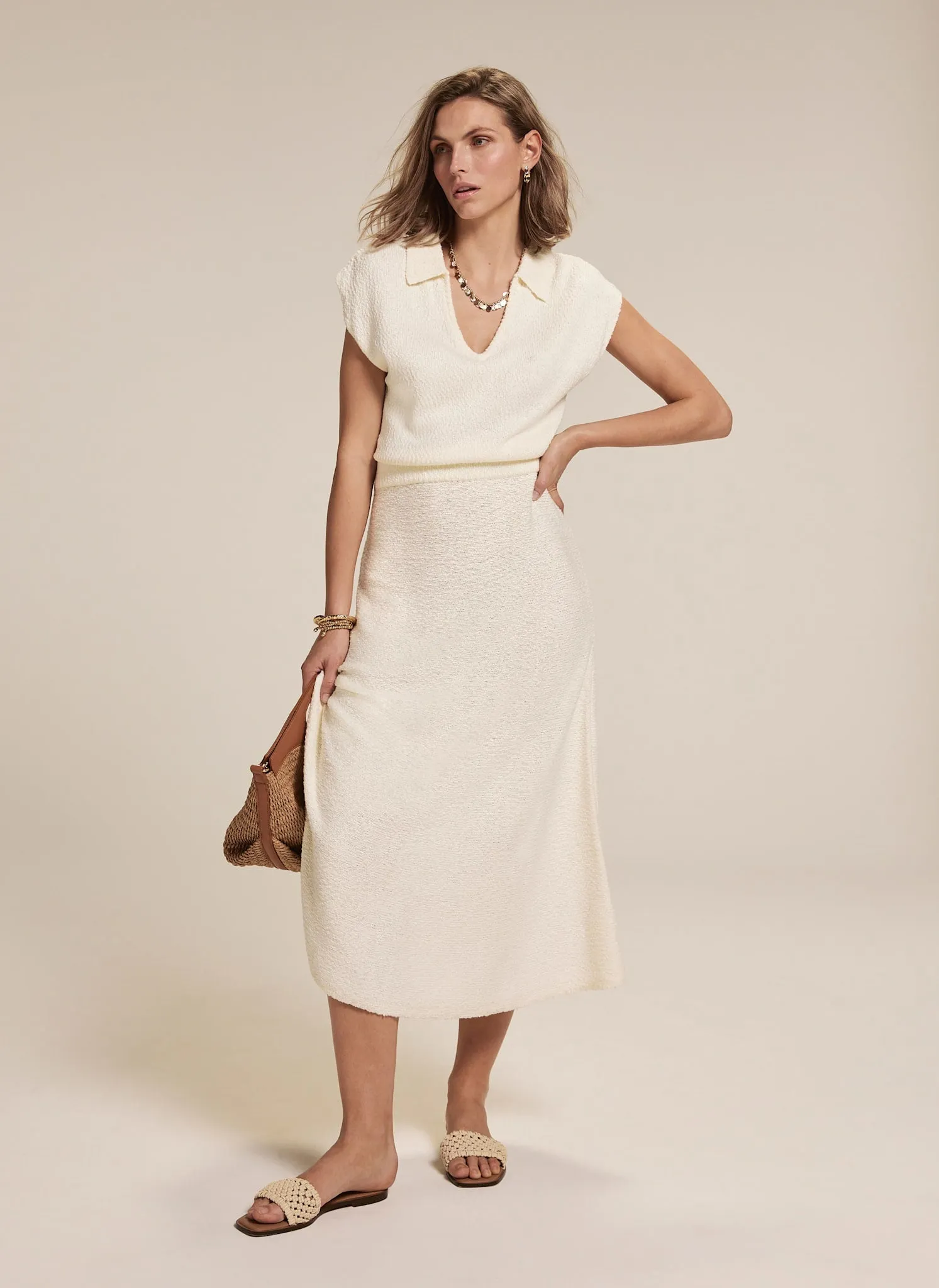 White Textured Midi Dress sold by Mint Velvet product image thumbnail 3