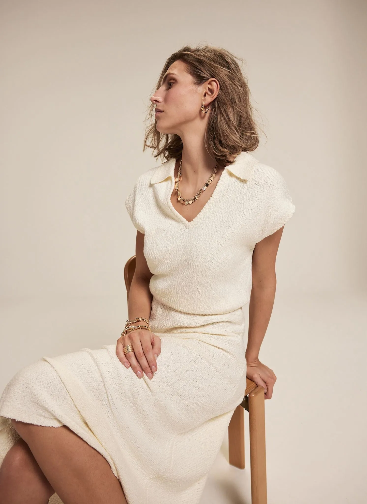 White Textured Midi Dress sold by Mint Velvet product image thumbnail 2
