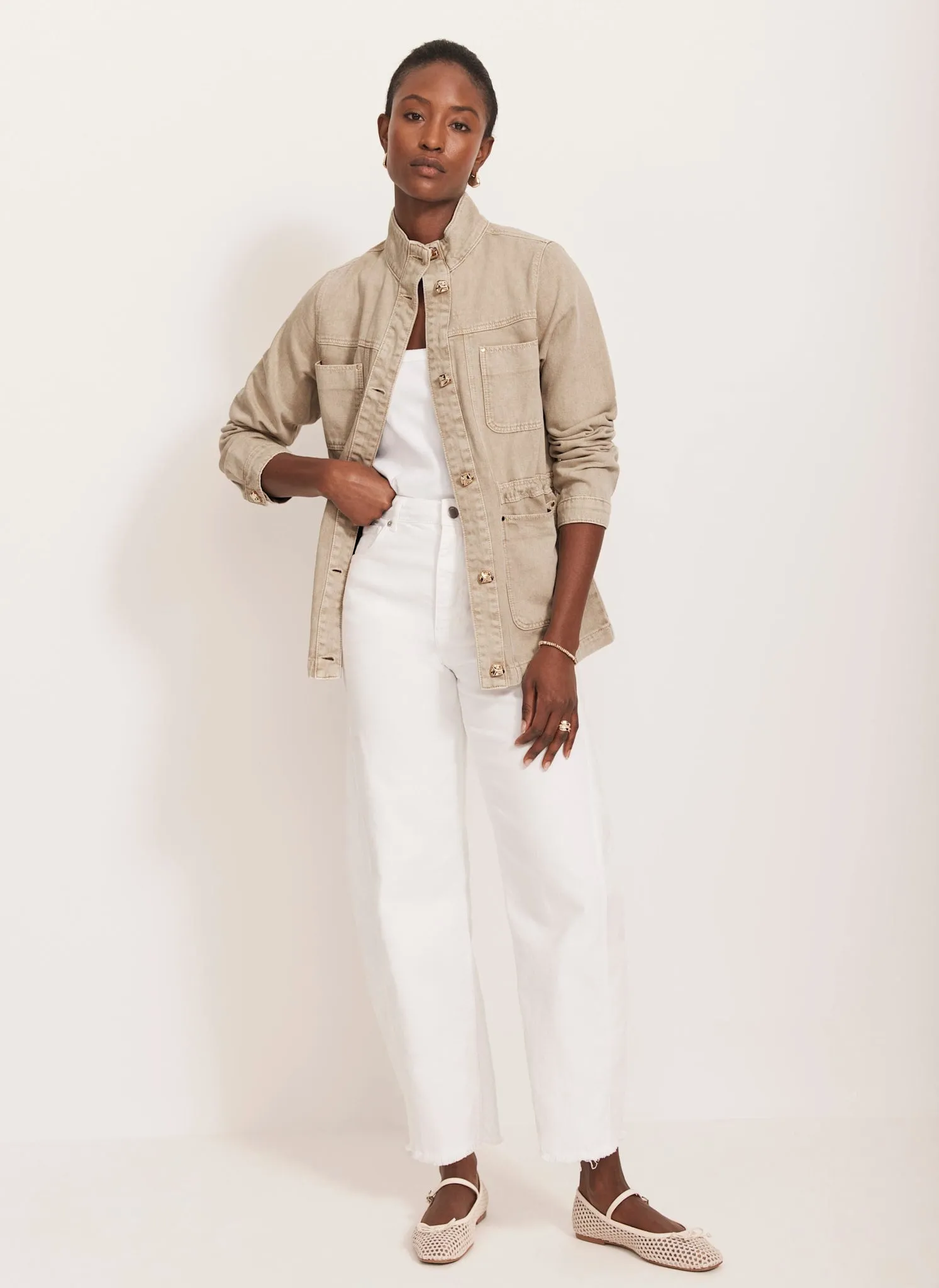 Neutral Washed Utility Denim Jacket sold by Mint Velvet product image thumbnail 5