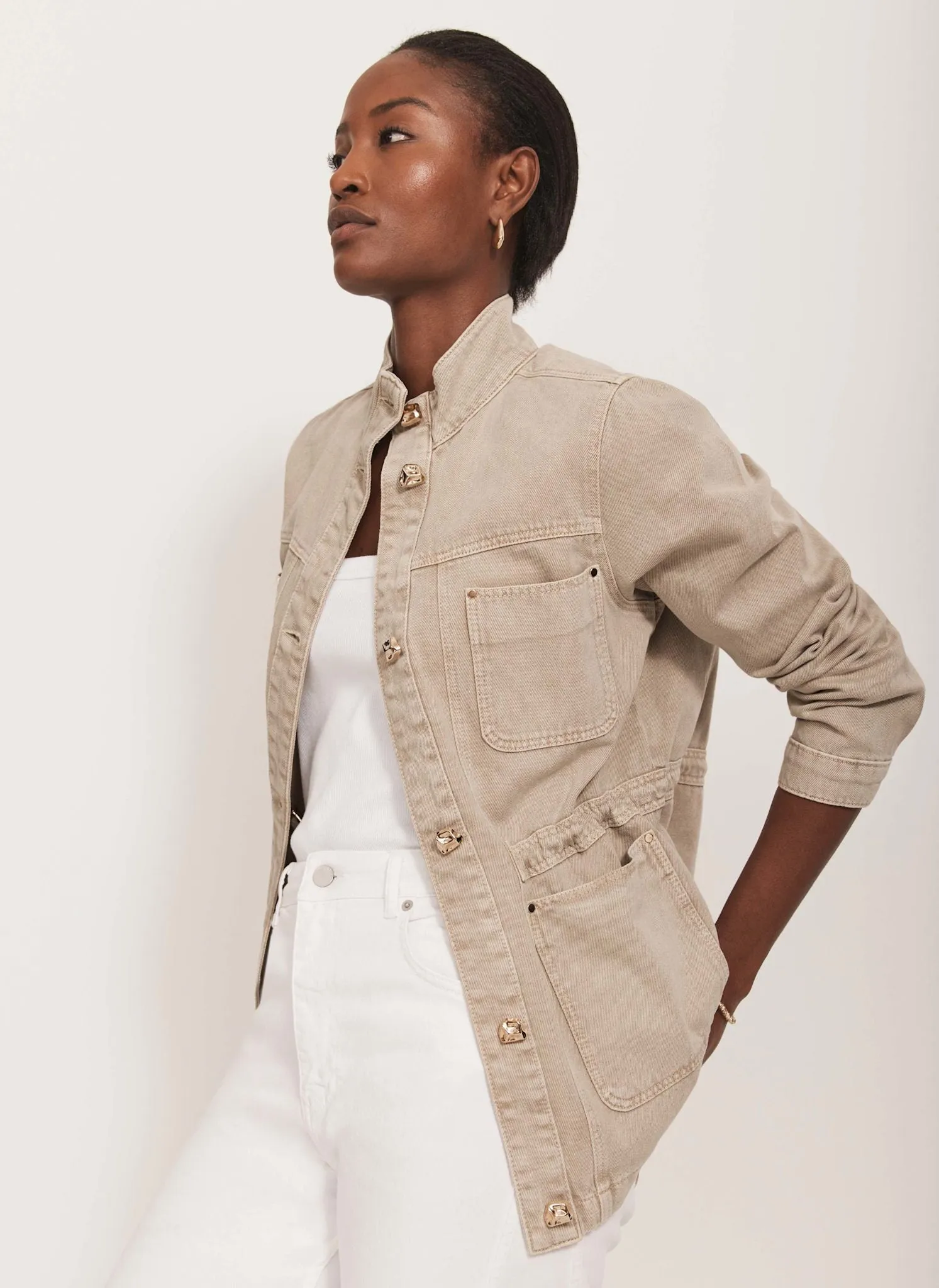 Neutral Washed Utility Denim Jacket sold by Mint Velvet product image thumbnail 3