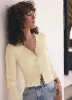 Yellow Scallop Trim Ribbed Cardigan sold by Mint Velvet