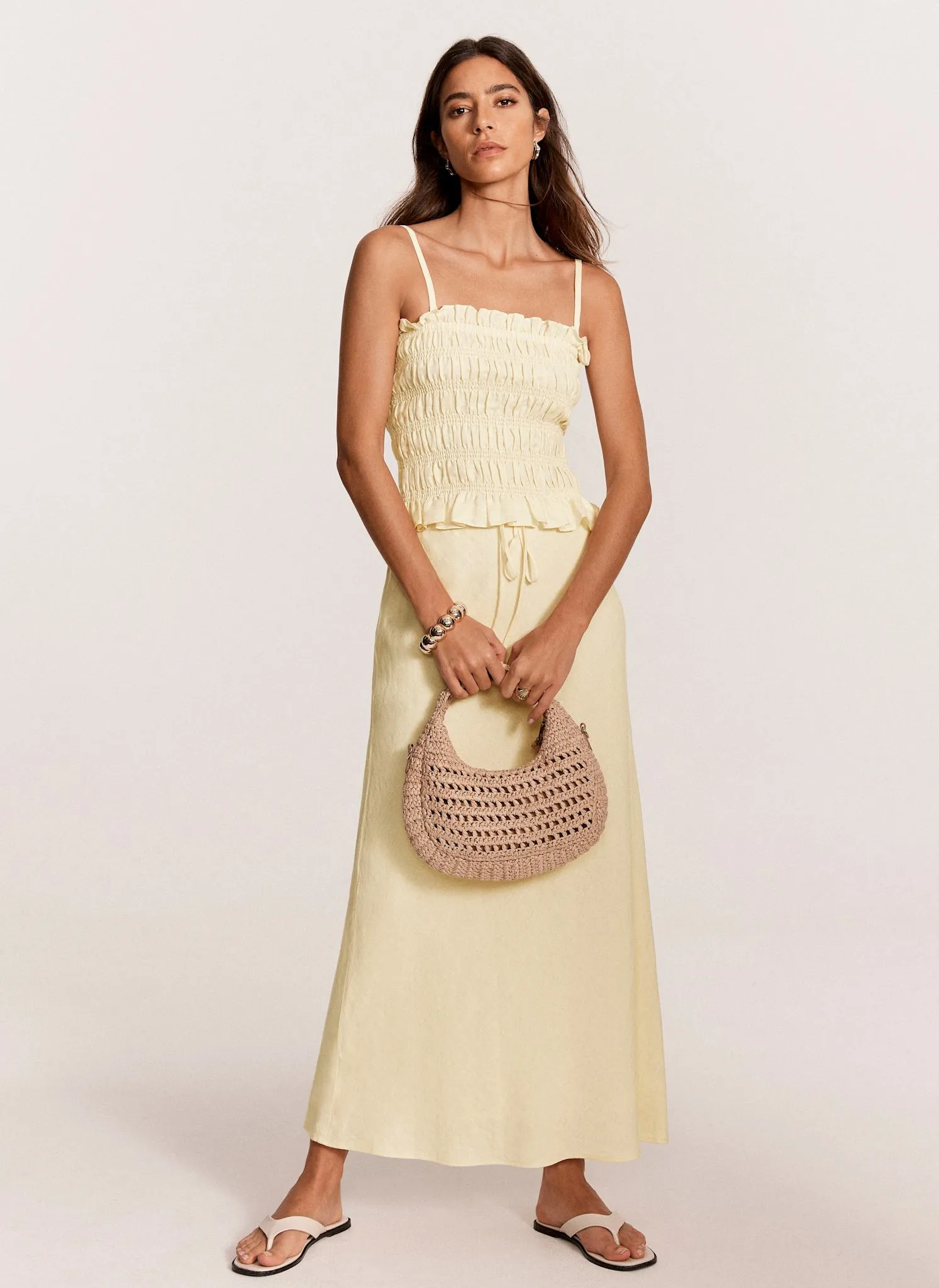 Yellow Linen Shirred Bandeau Top sold by Mint Velvet product image thumbnail 2