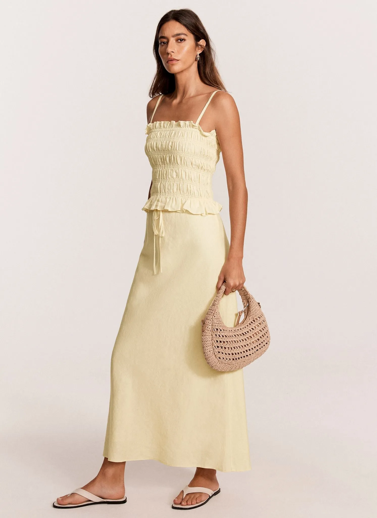 Yellow Linen Shirred Bandeau Top sold by Mint Velvet product image thumbnail 3