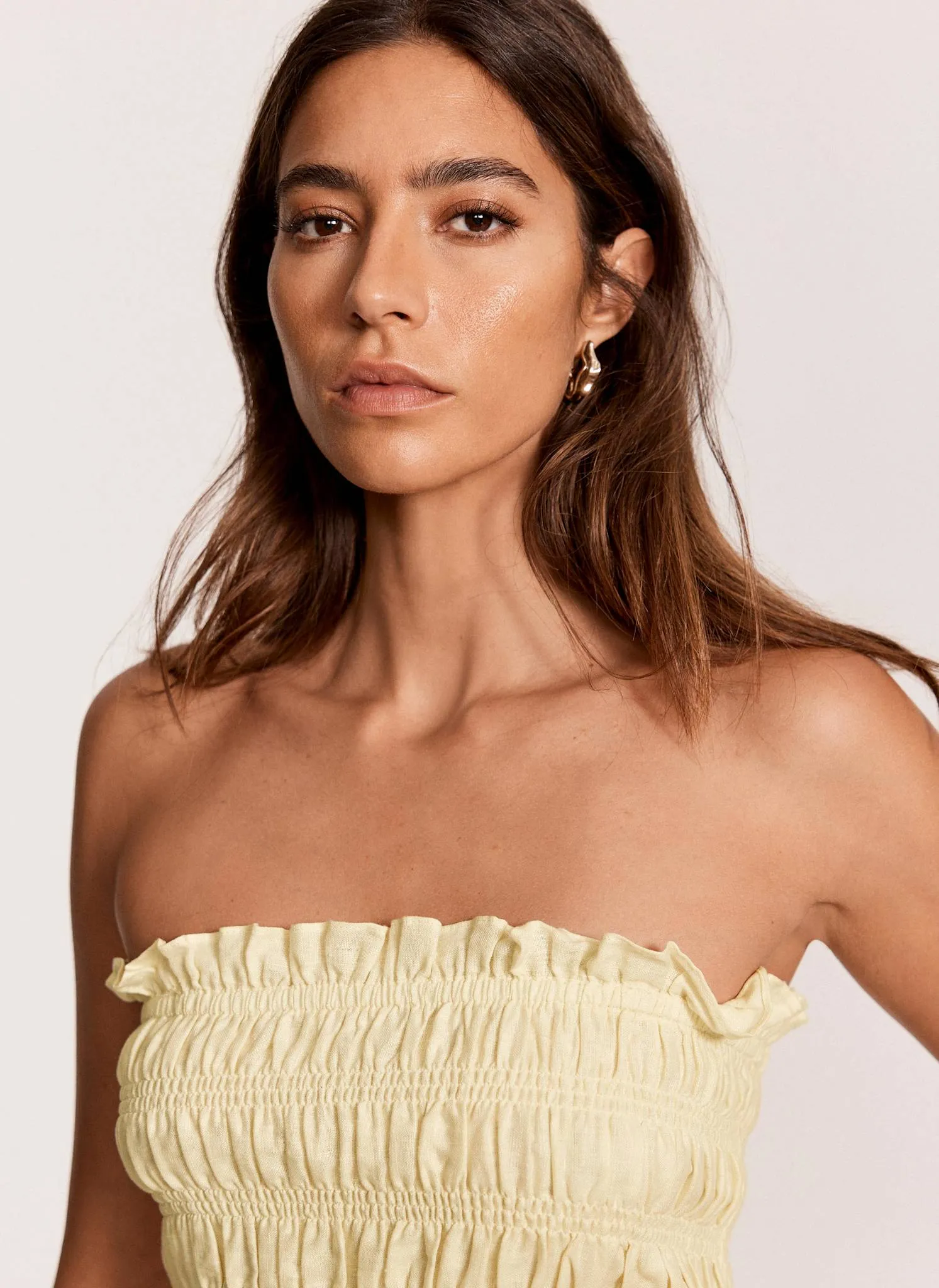 Yellow Linen Shirred Bandeau Top sold by Mint Velvet product image thumbnail 4