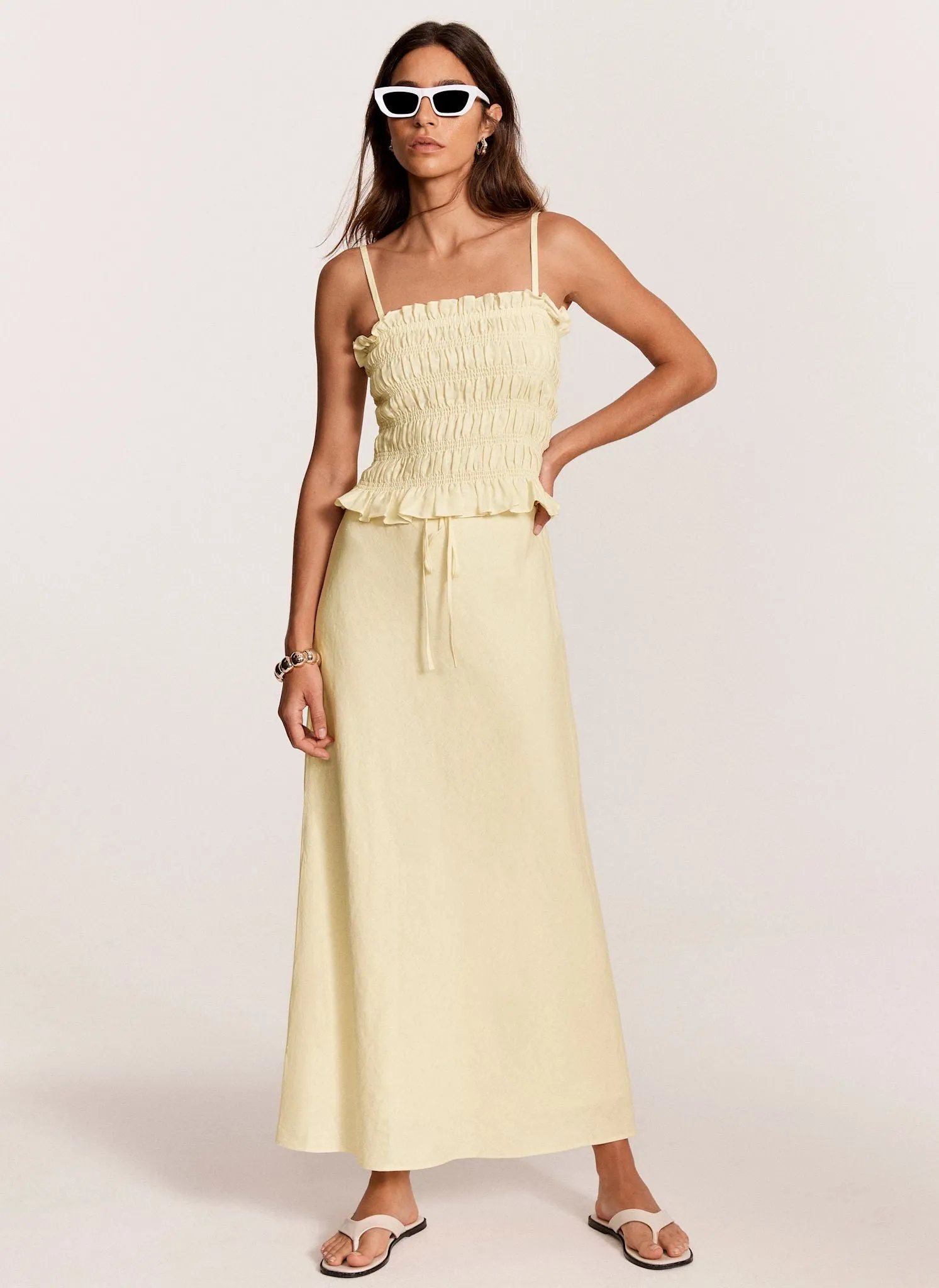 Yellow Linen Shirred Bandeau Top sold by Mint Velvet product image thumbnail 5