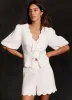 White Linen Scallop Tie Front Top sold by Mint Velvet